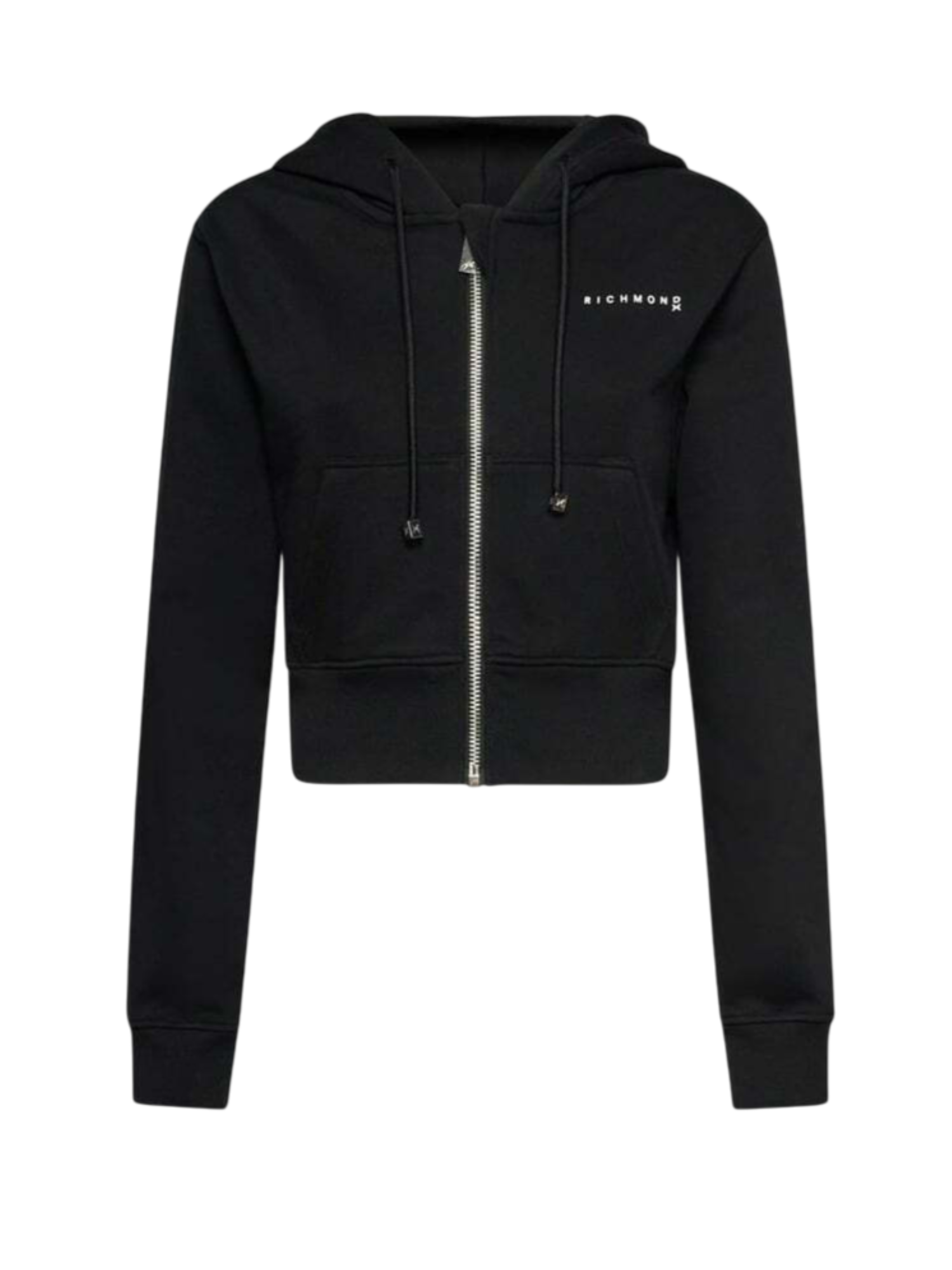 John Richmond felpa donna con cappuccio e zip nero UWA25004FE BLACK John RICHMOND 