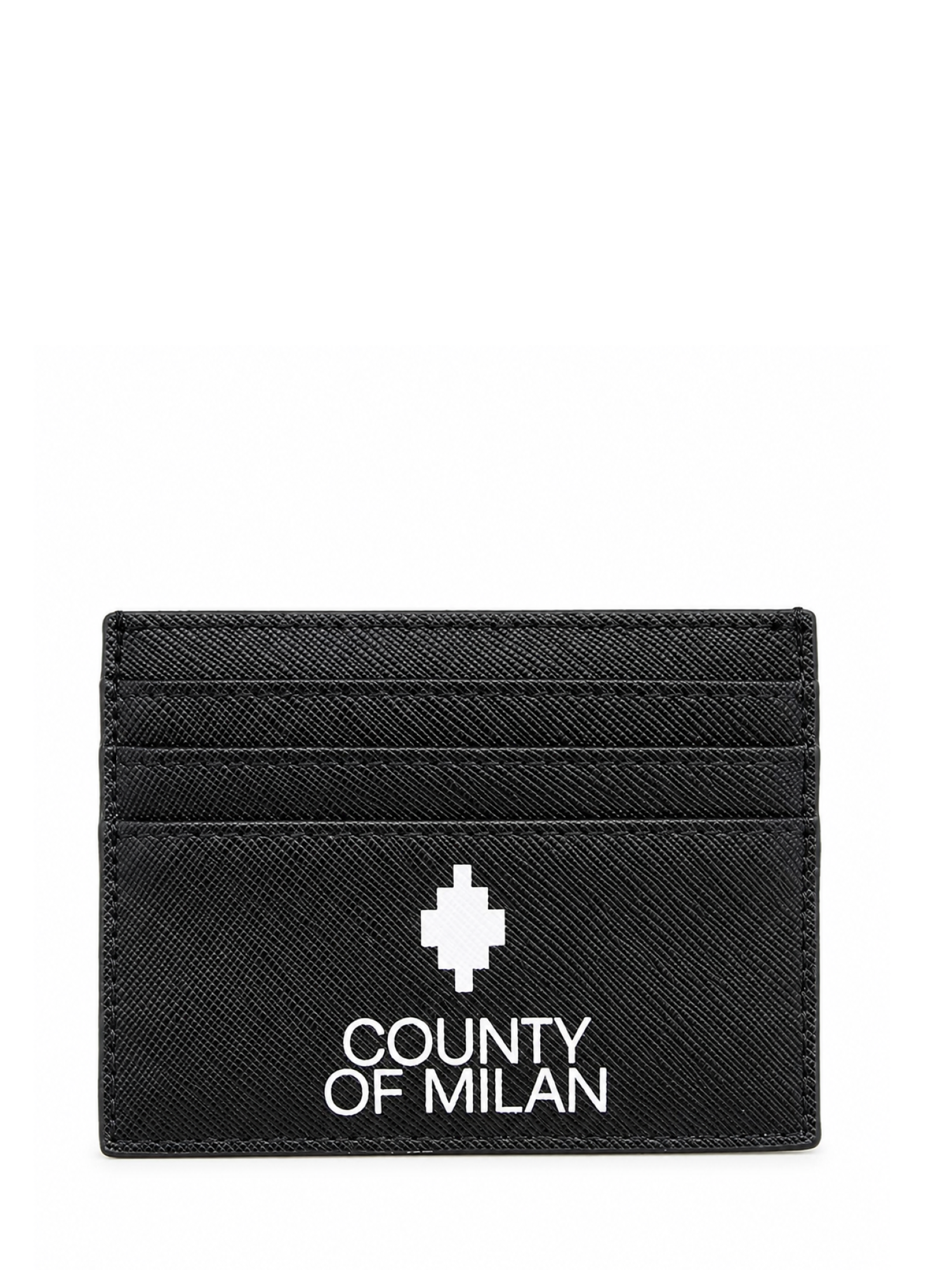 County of Milan portacarte uomo in ecopelle saffiano nero COMAS260394 BLACK-WHITE COUNTY OF MILAN 