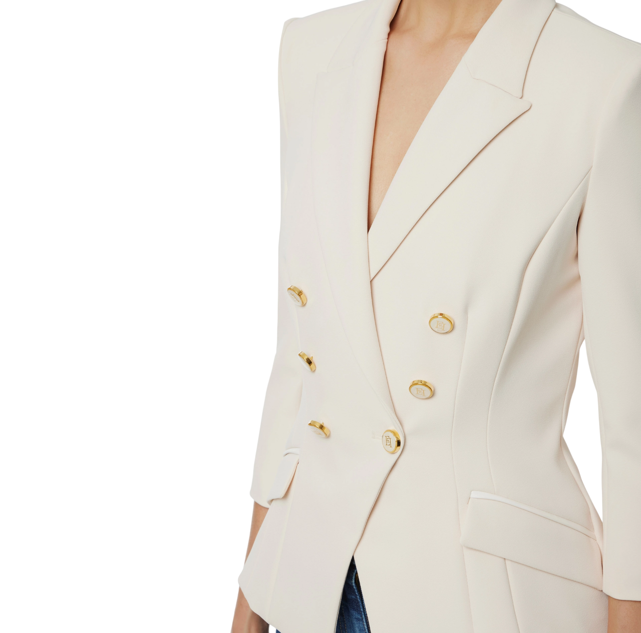 Elisabetta Franchi giacca blazer doppiopetto panna GI17456E2 DZ9 ELISABETTA FRANCHI 