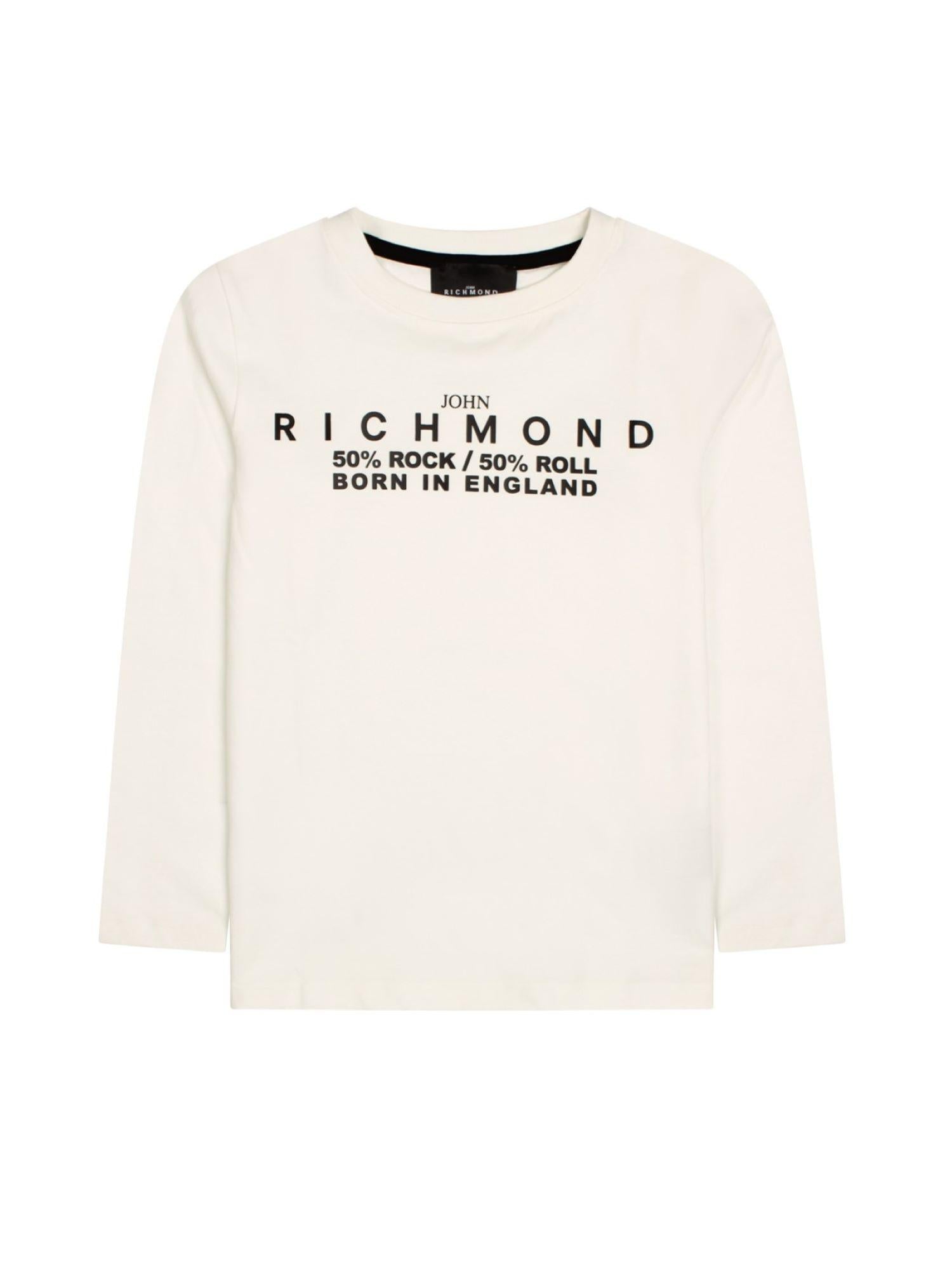 John Richmond T-shirt manica lunga Eledi con logo bianco