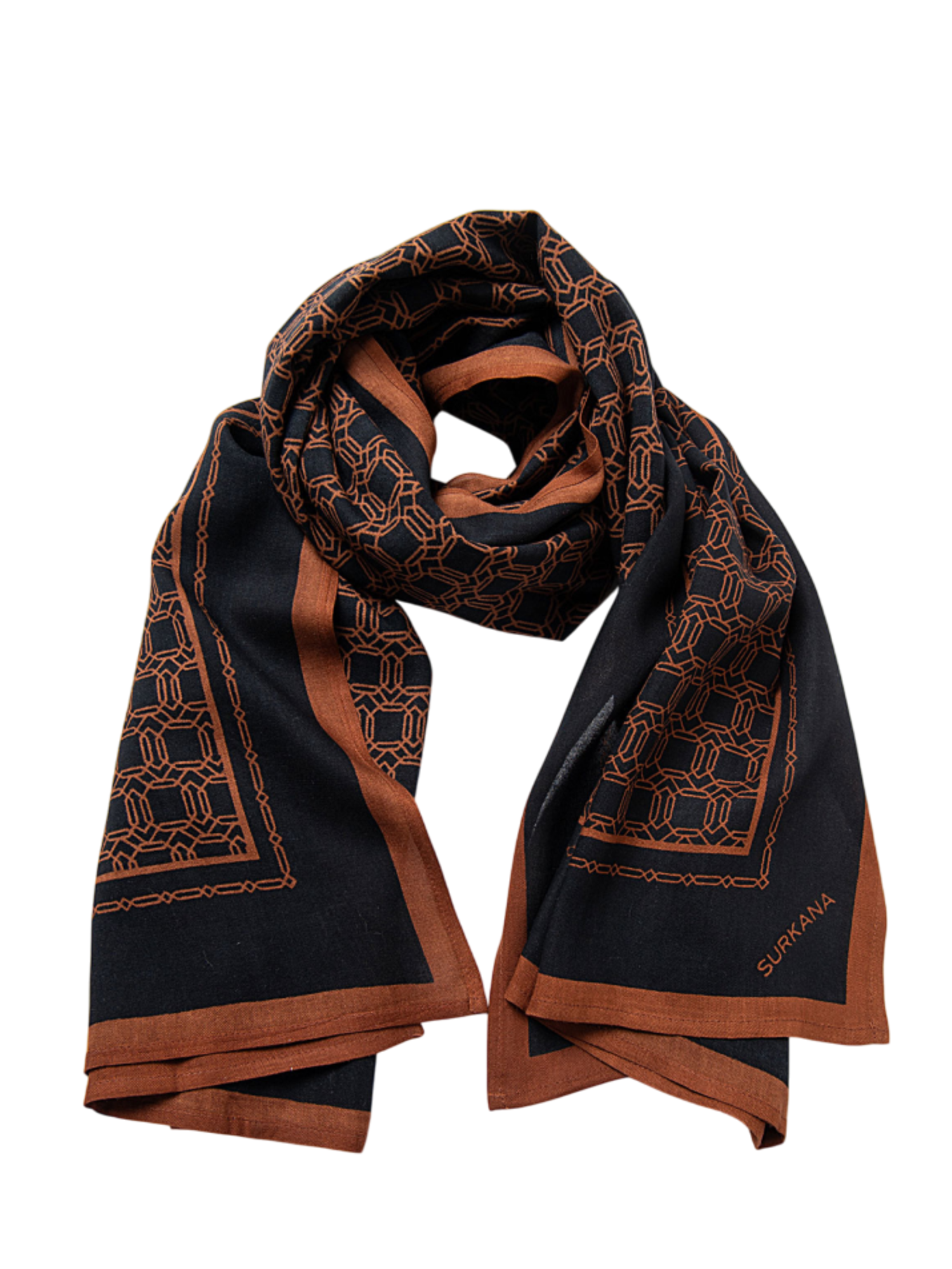 Surkana sciarpa donna in viscosa nero marrone 35PANO226 00 SURKANA 