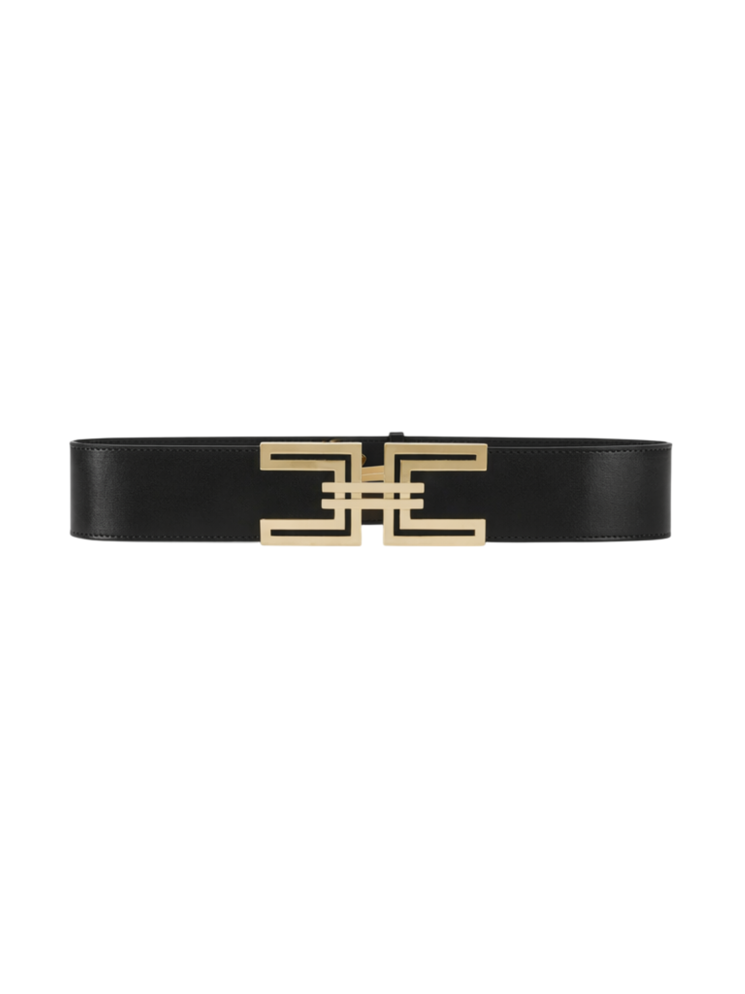 Elisabetta Franchi cintura in pelle h5 con logo iconico nero oro CT21S62 110 ELISABETTA FRANCHI 