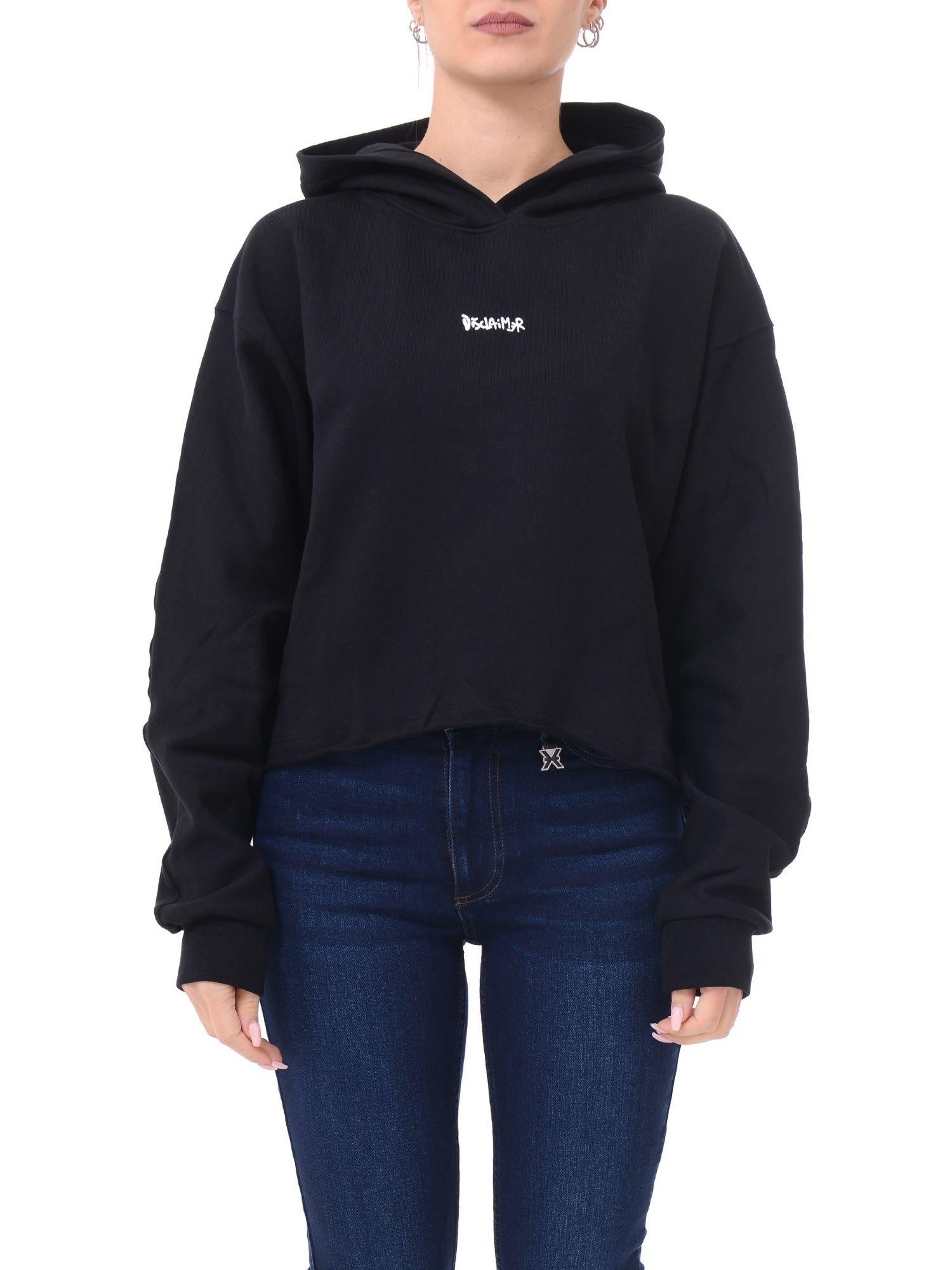 Disclaimer felpa crop con maxi logo gioiello nero 54925 NERO DISCLAIMER 