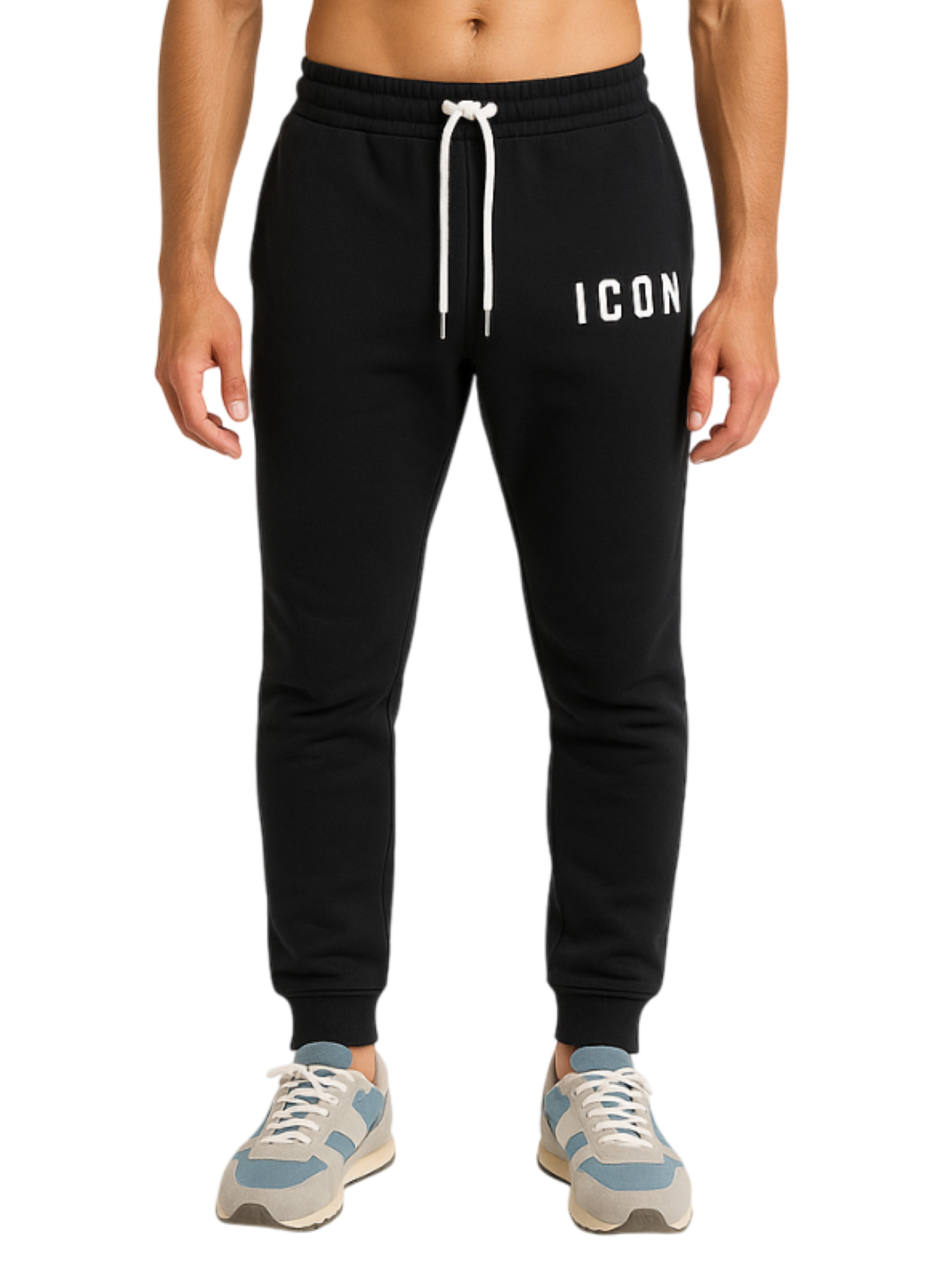 Icon pantaloni in felpa uomo con logo nero 000776835781 NERO ICON 