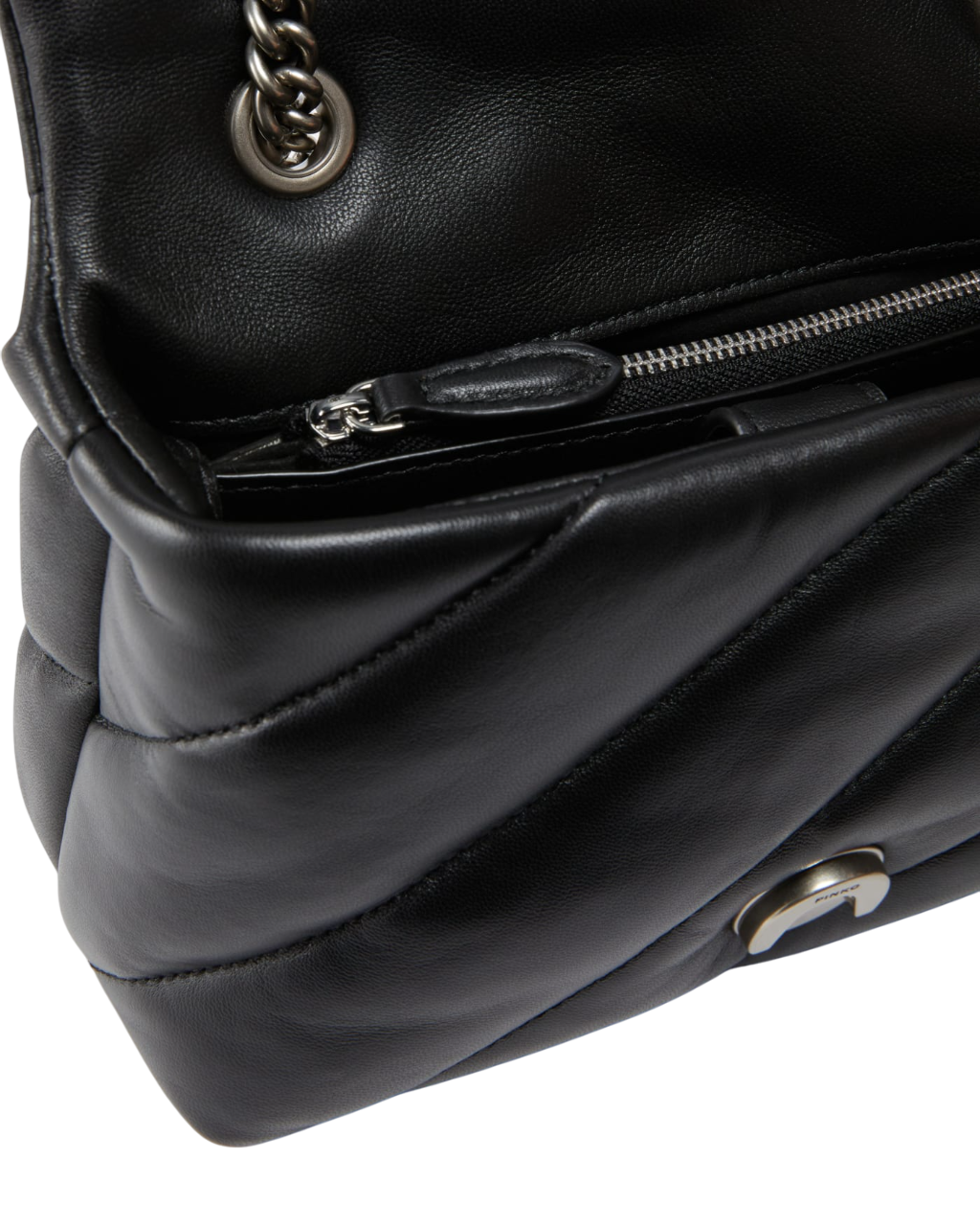 Pinko borsa Love Bag Mini Puff in pelle trapuntata nero argento 100039-A0F2 Z99O PINKO 