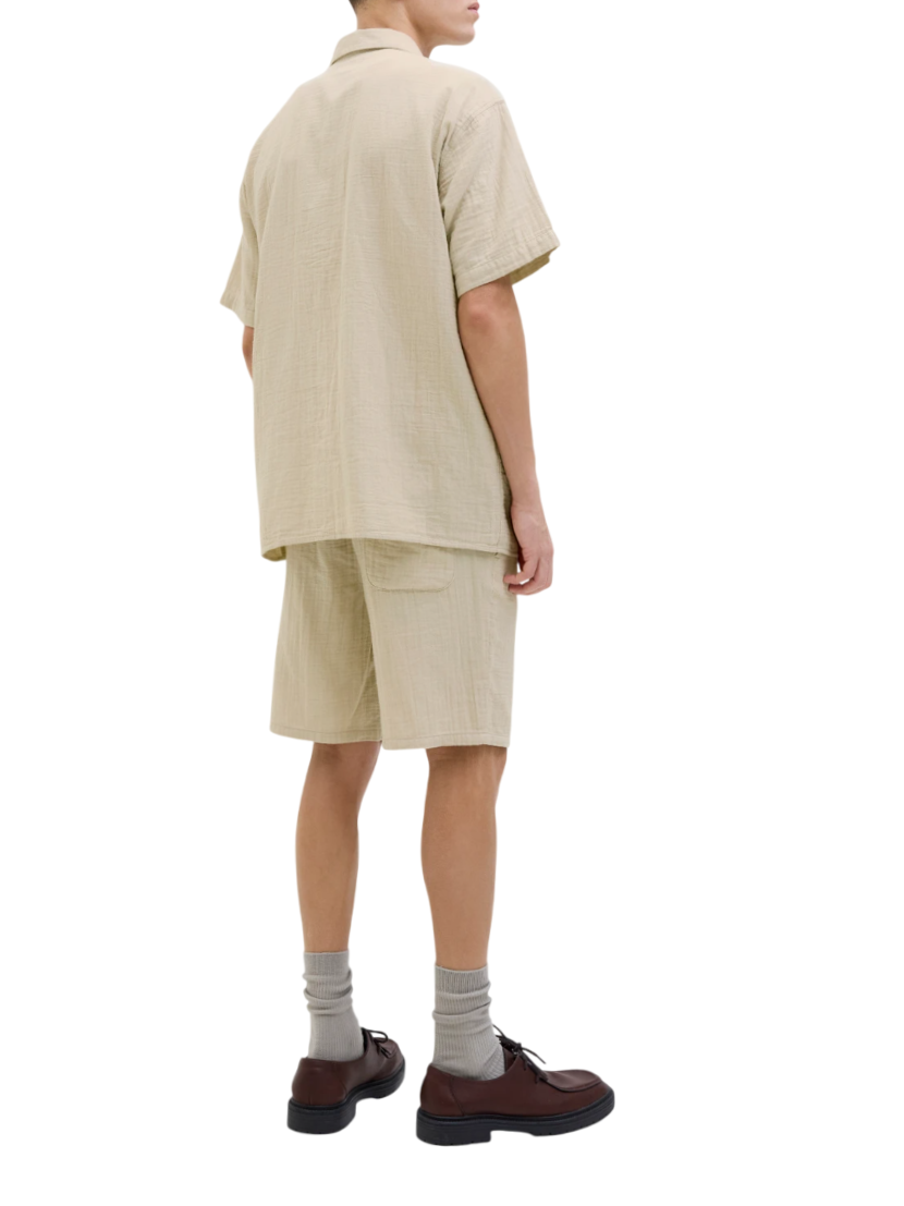 Jack&Jones camicia maniche corte in cotone beige 12274798 SAFARI JACK&JONES 