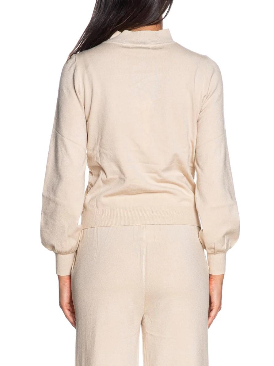 Yes Zee maglia lupetto donna misto viscosa beige M002-RU00 0222 YES-ZEE 
