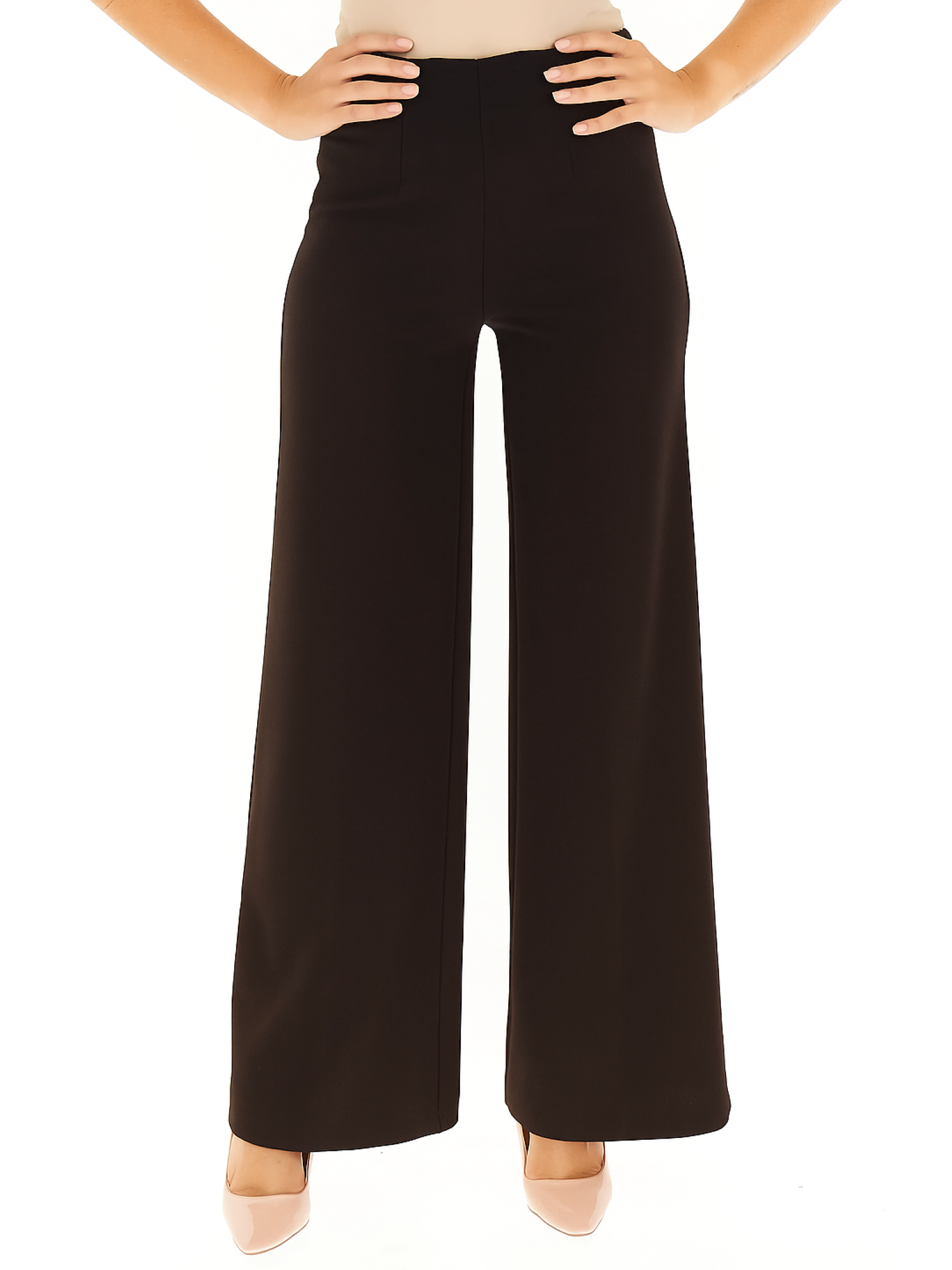 Vicolo pantaloni palazzo in crepe marrone TF0356 MARRONE VICOLO 