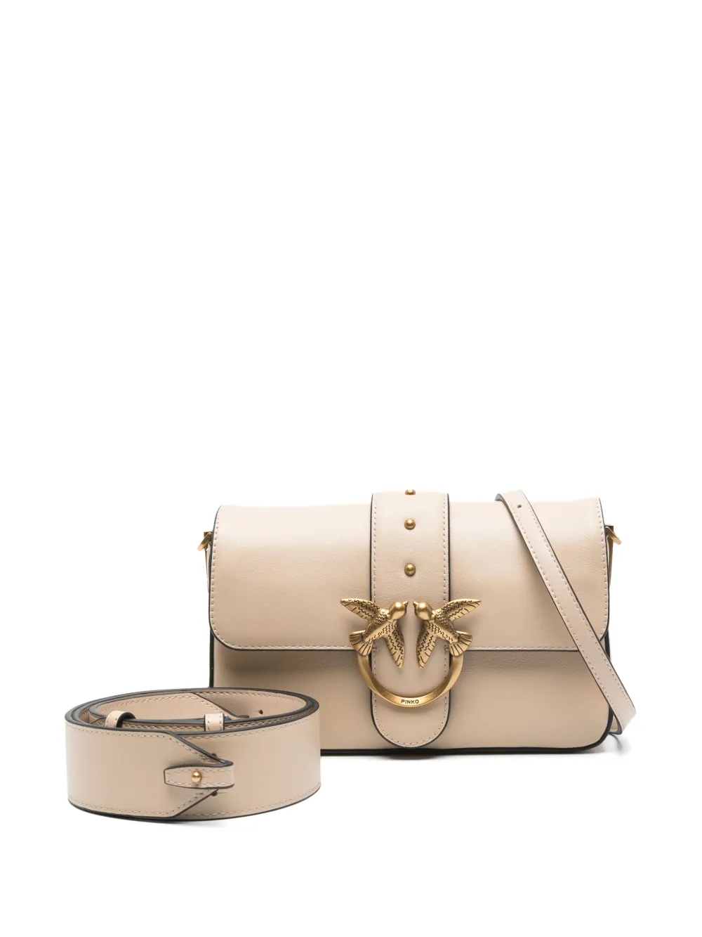Pinko borsa Love Bag One Mini Slouchy in pelle beige oro 104340-A0QO C50Q PINKO 