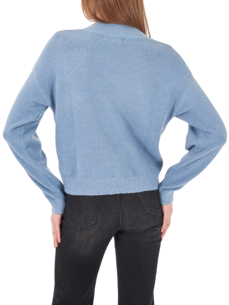 Yes Zee maglia lupetto con dettagli lurex celeste M003-BT00 0633 YES-ZEE 