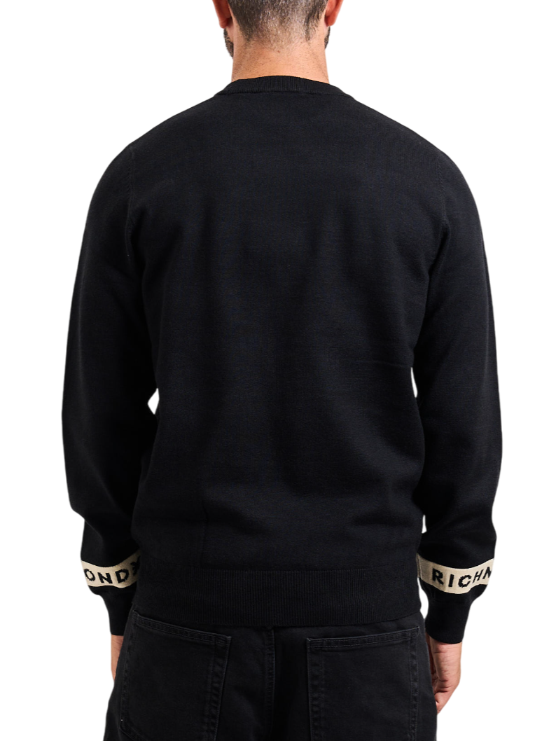 John Richmond maglia uomo con dettagli logati nero UMA25035MA BLACK John RICHMOND 