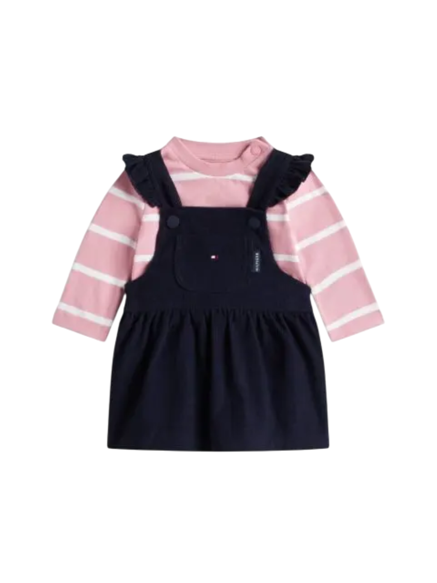 Tommy Hilfiger abito con salopette neonata blu rosa KN0KN02106 C1G Tommy Hilfiger 