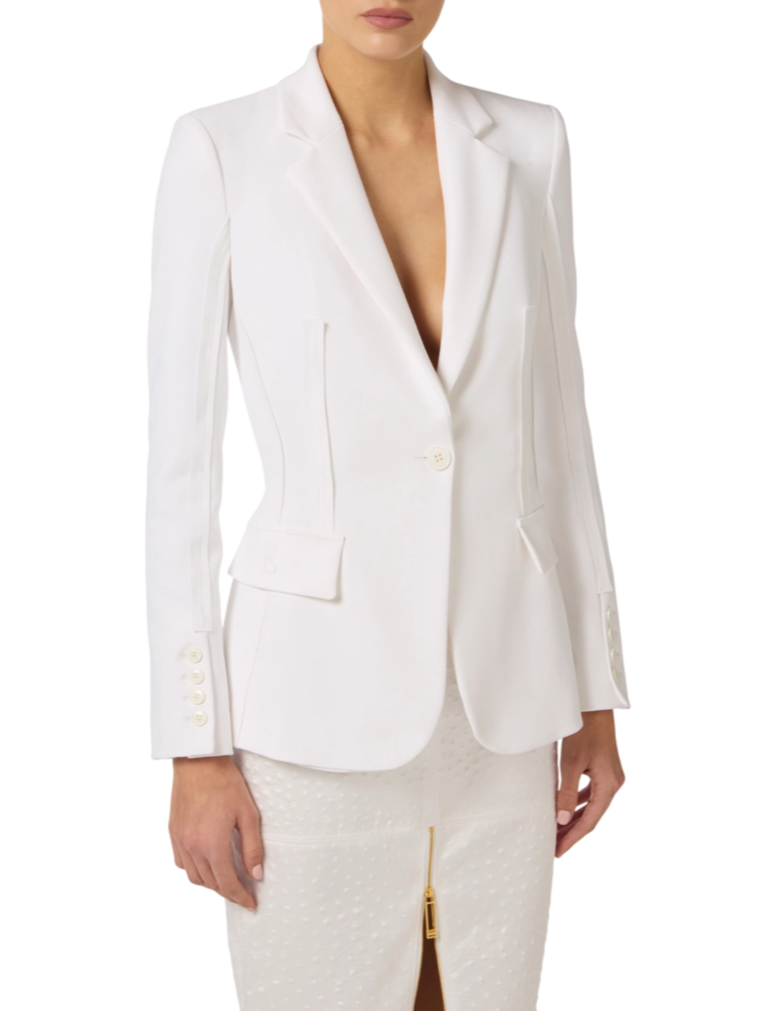 Elisabetta Franchi giacca blazer in tessuto crepe avorio GI21661 360 ELISABETTA FRANCHI 