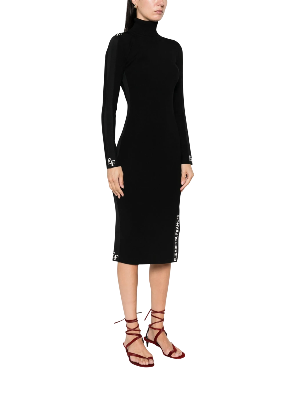 Elisabetta Franchi abito dolcevita in maglia midi nero AM03S56E2 EF3 ELISABETTA FRANCHI 