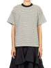 Vicolo T-shirt donna in cotone a righe panna nero