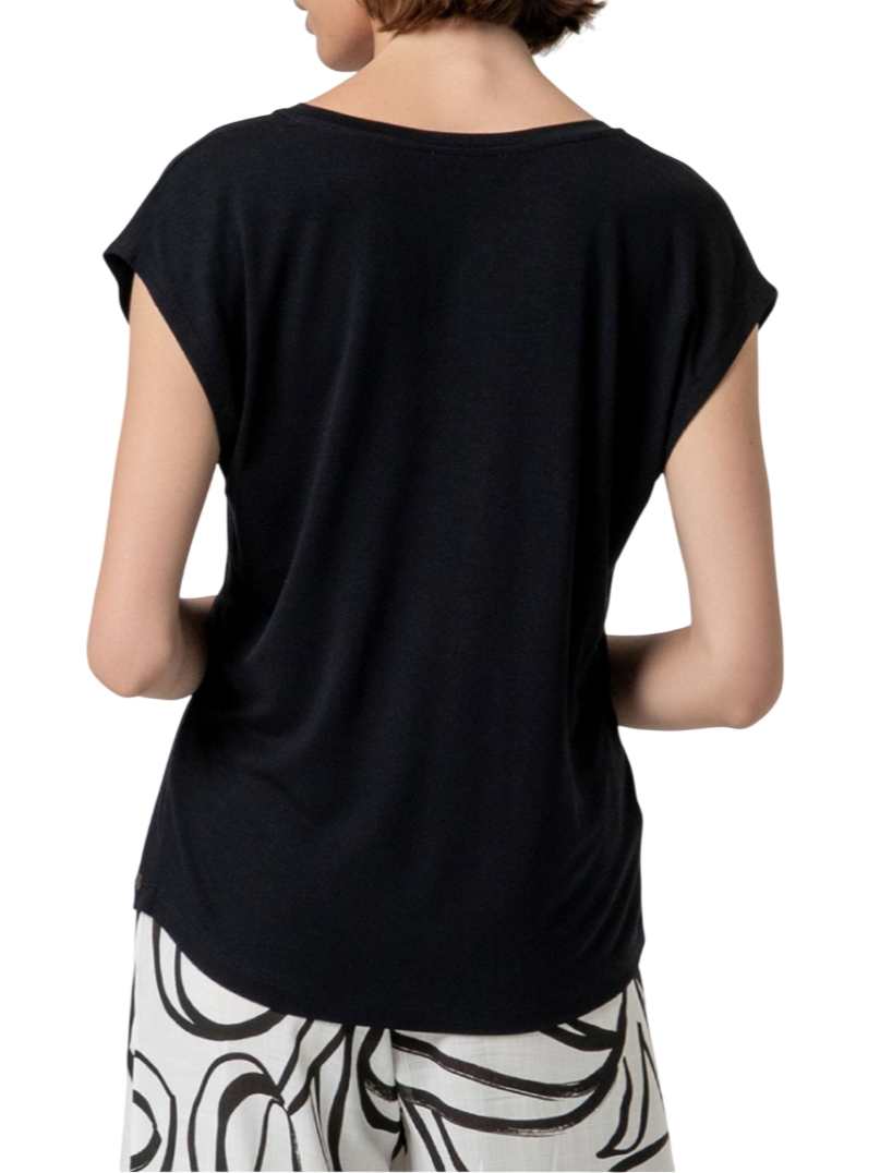 Surkana T-shirt in viscosa scollo a V nero 516BABO014 00 SURKANA 
