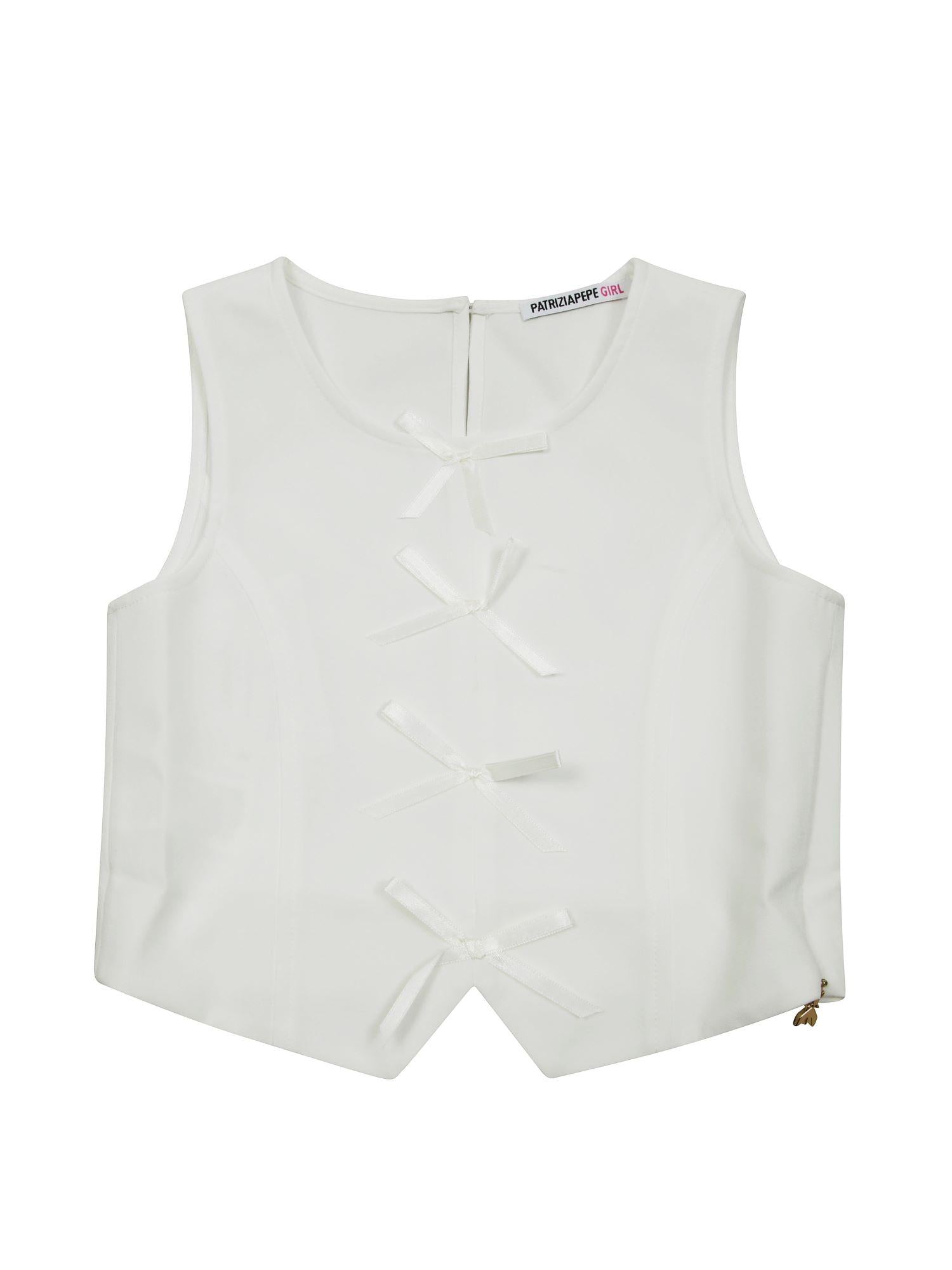 Patrizia Pepe top crop con fiocchetti bianco 7C0257-A555 W146 PATRIZIA PEPE 