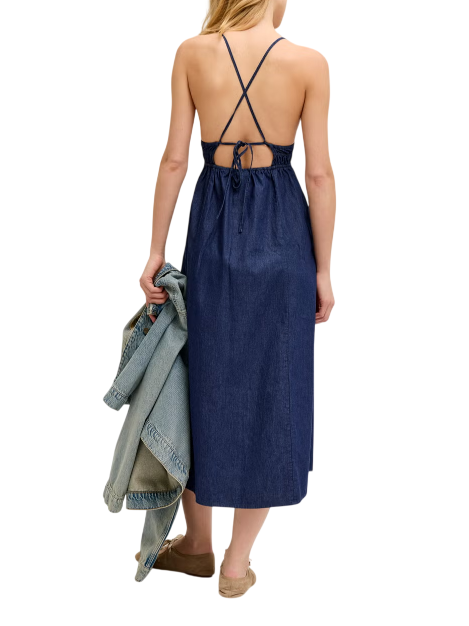 Jjxx abito midi donna in denim Debby lavaggio scuro 12287864 DARK BLUE DENIM JJXX 
