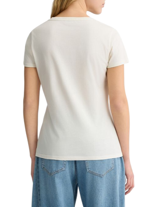 Liu Jo T-shirt scollo a V con logo strass avorio TA5179J6040 M9307 LIU JO 