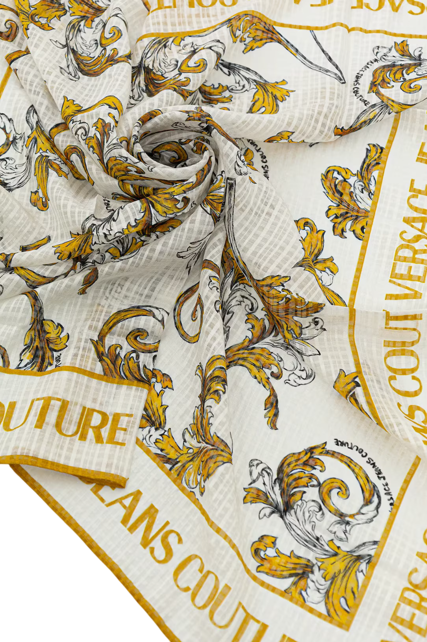 Versace Jeans Couture foulard in fantasia barocca bianco oro 78HA7H02-ZG353 G03 VERSACE Jeans Couture 