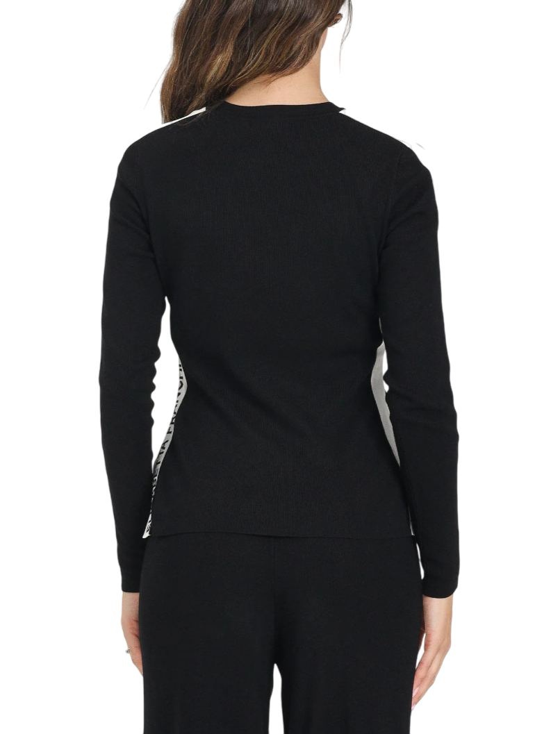 Elisabetta Franchi maglia slim con bande logate nero panna MK03S56E2 EF3 ELISABETTA FRANCHI 
