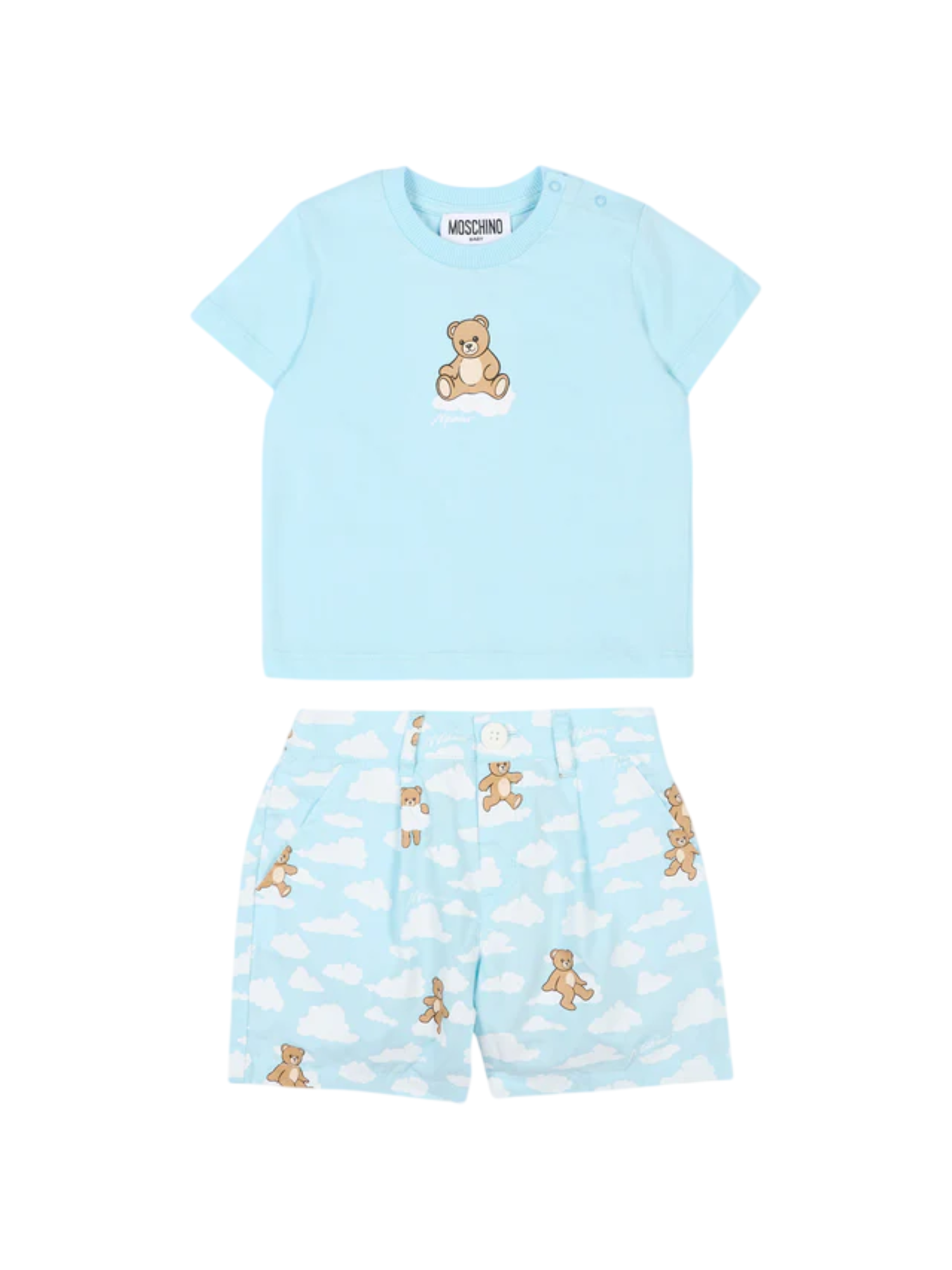 Moschino completo estivo neonato T-shirt e shorts celeste MUG01Q-LLB61 83679 MOSCHINO 