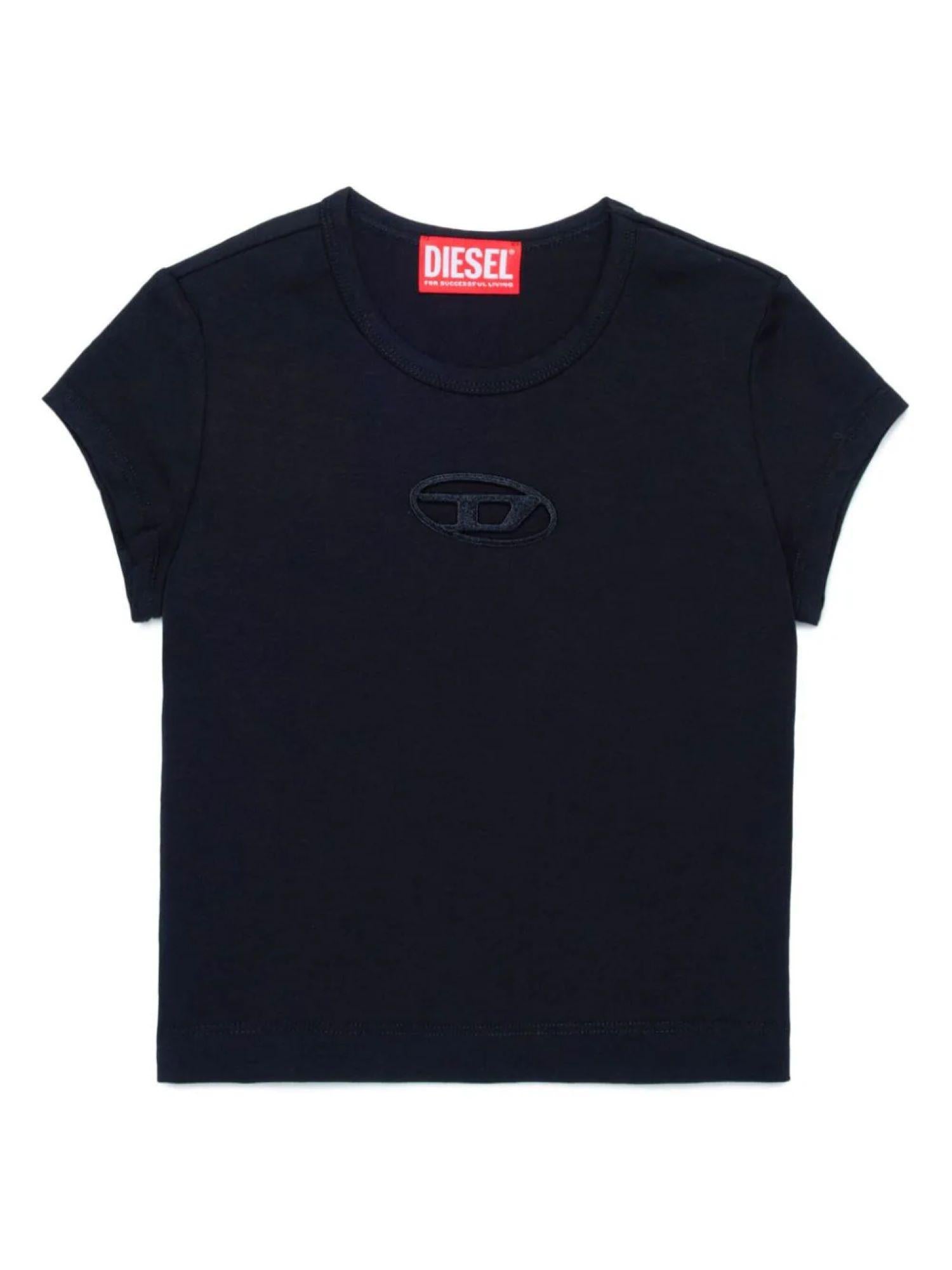 Diesel T-shirt manica corta Tangie con logo cut out nero J01830-0AFAA K900 DIESEL 