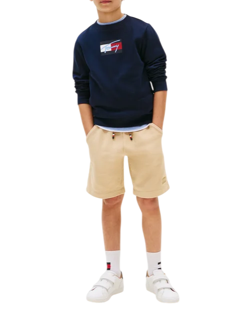Tommy Hilfiger felpa bambino con stampa logo blu KB0KB09741 C1G Tommy Hilfiger 