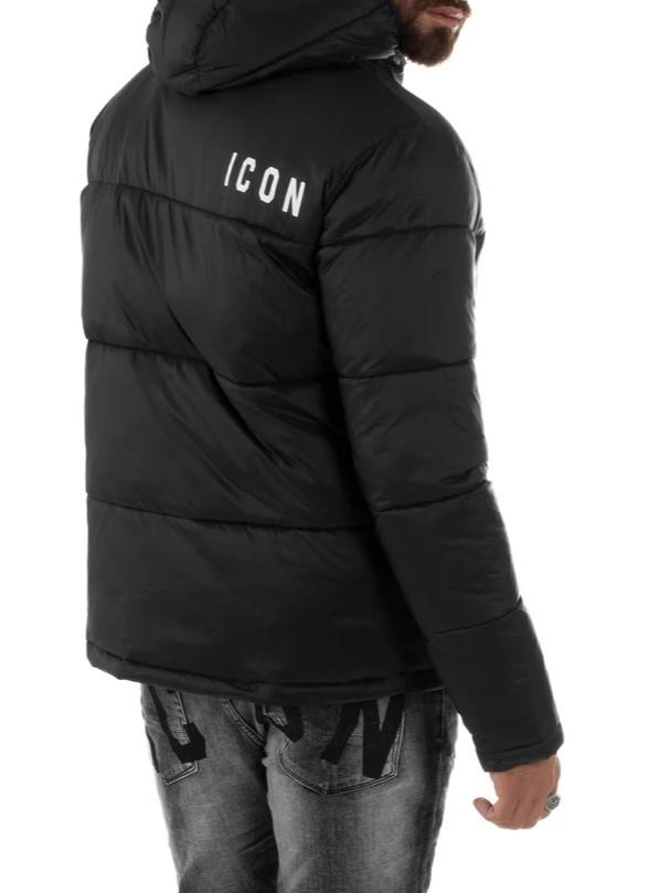 Icon piumino trapuntato uomo con cappuccio nero ICUF2W6J014 NERO ICON 