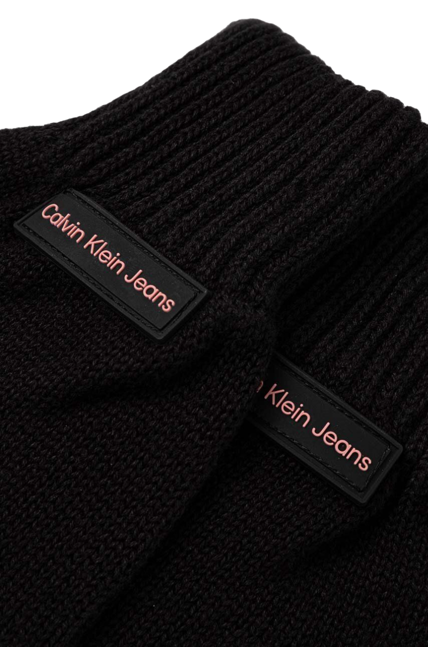 Calvin Klein guanti in maglia con patch logo nero