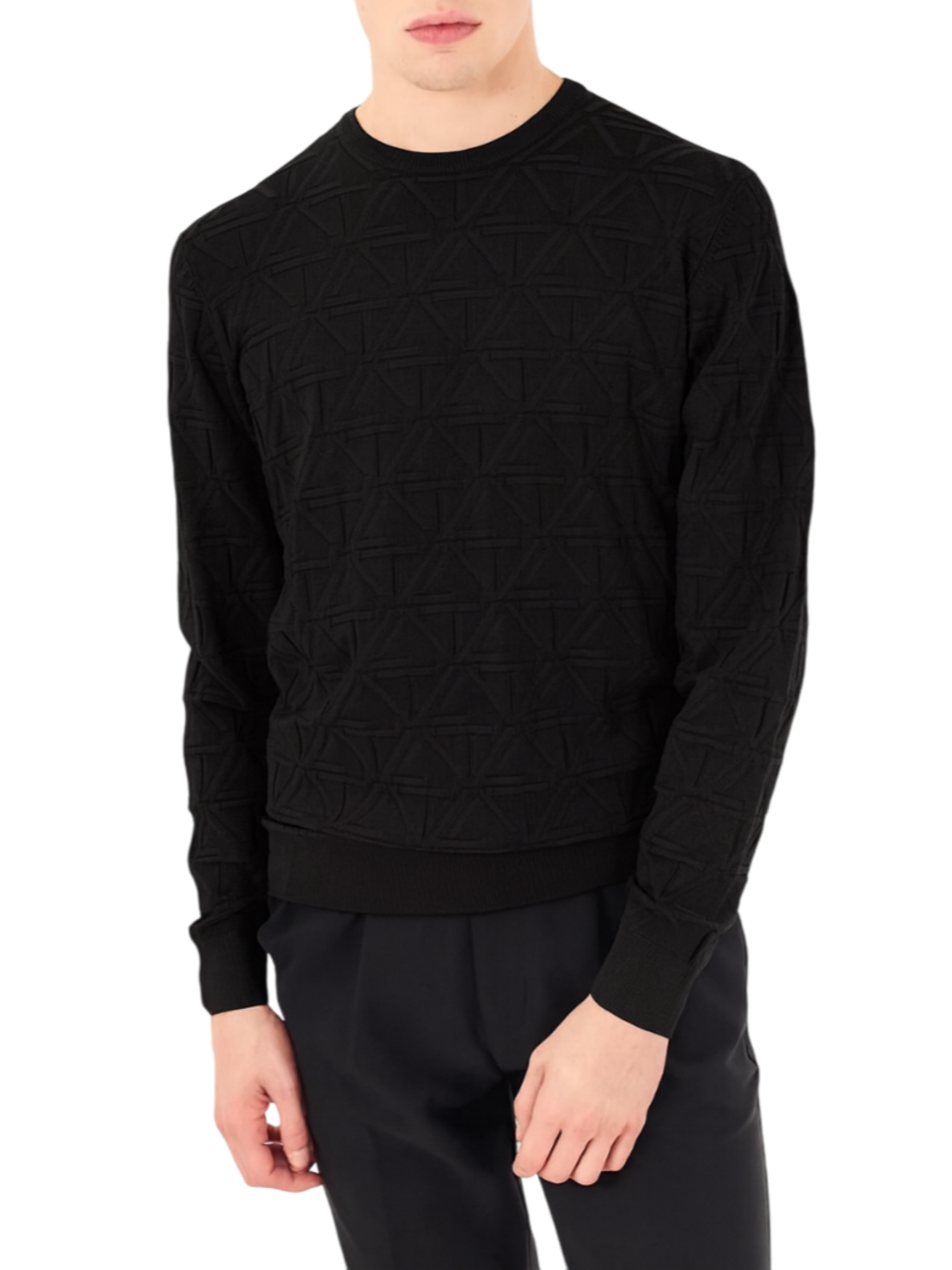 Yes Zee maglia uomo in fantasia jacquard nero M823-MD00 0801 YES-ZEE 