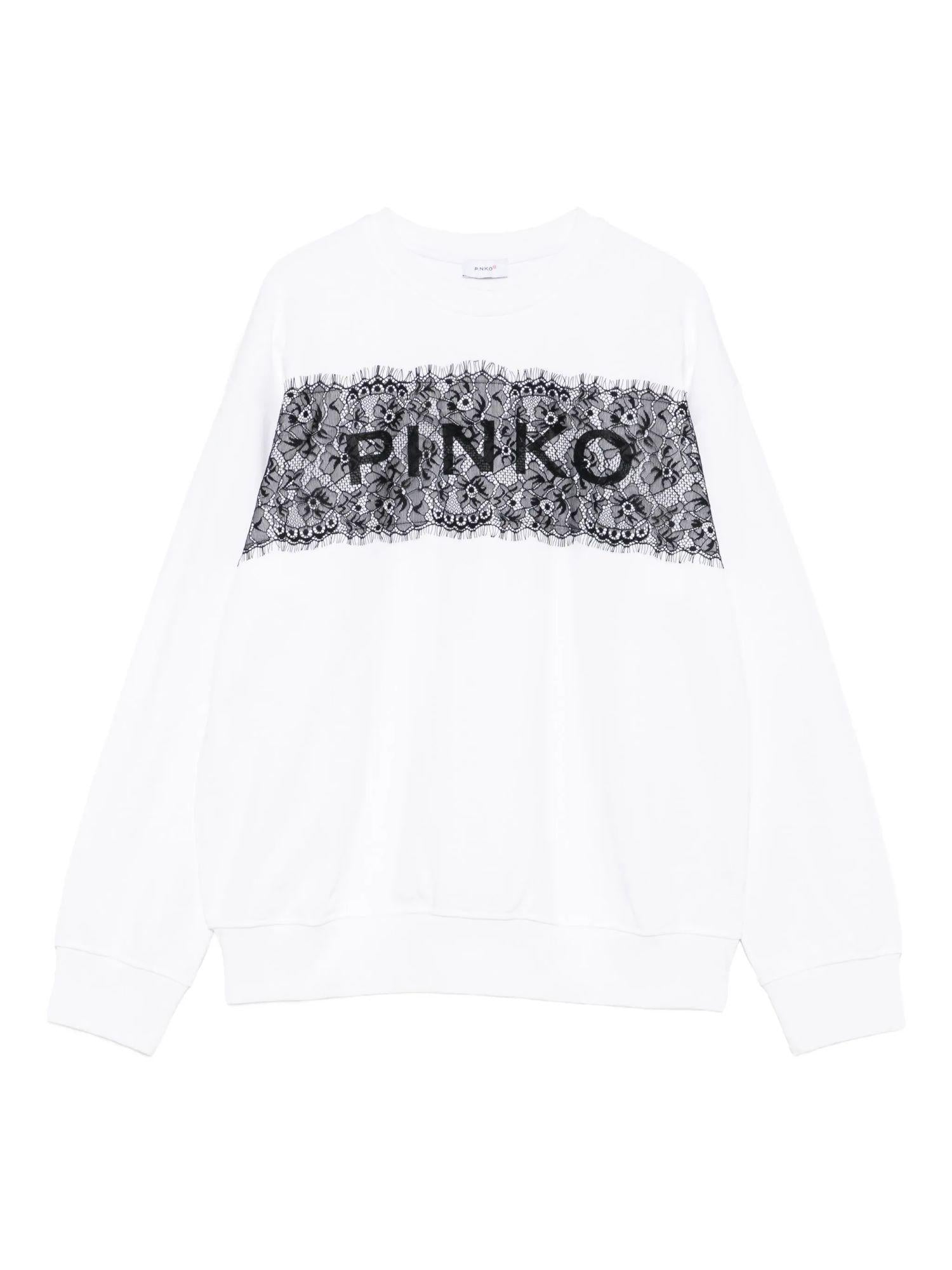 Pinko Kids felpa bambina con dettaglio in pizzo bianco KFFE024CFF015 D839 PINKO KIDS 
