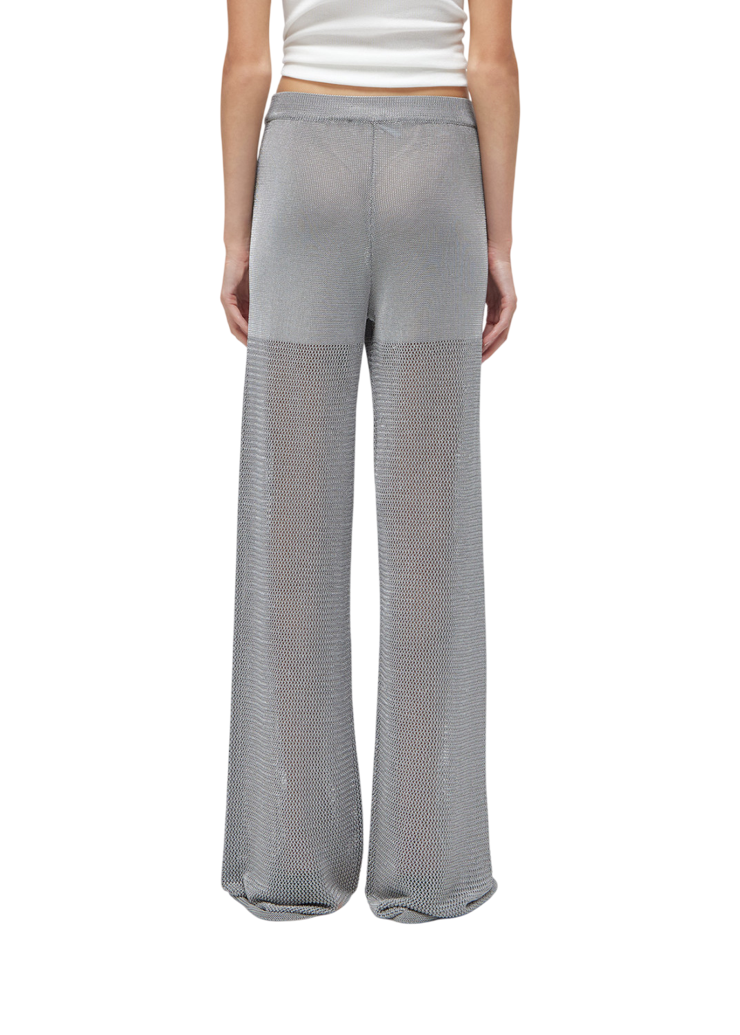 Blugirl pantaloni gamba larga crochet in viscosa grigio RA6046MA87R 63917 BLUGIRL 