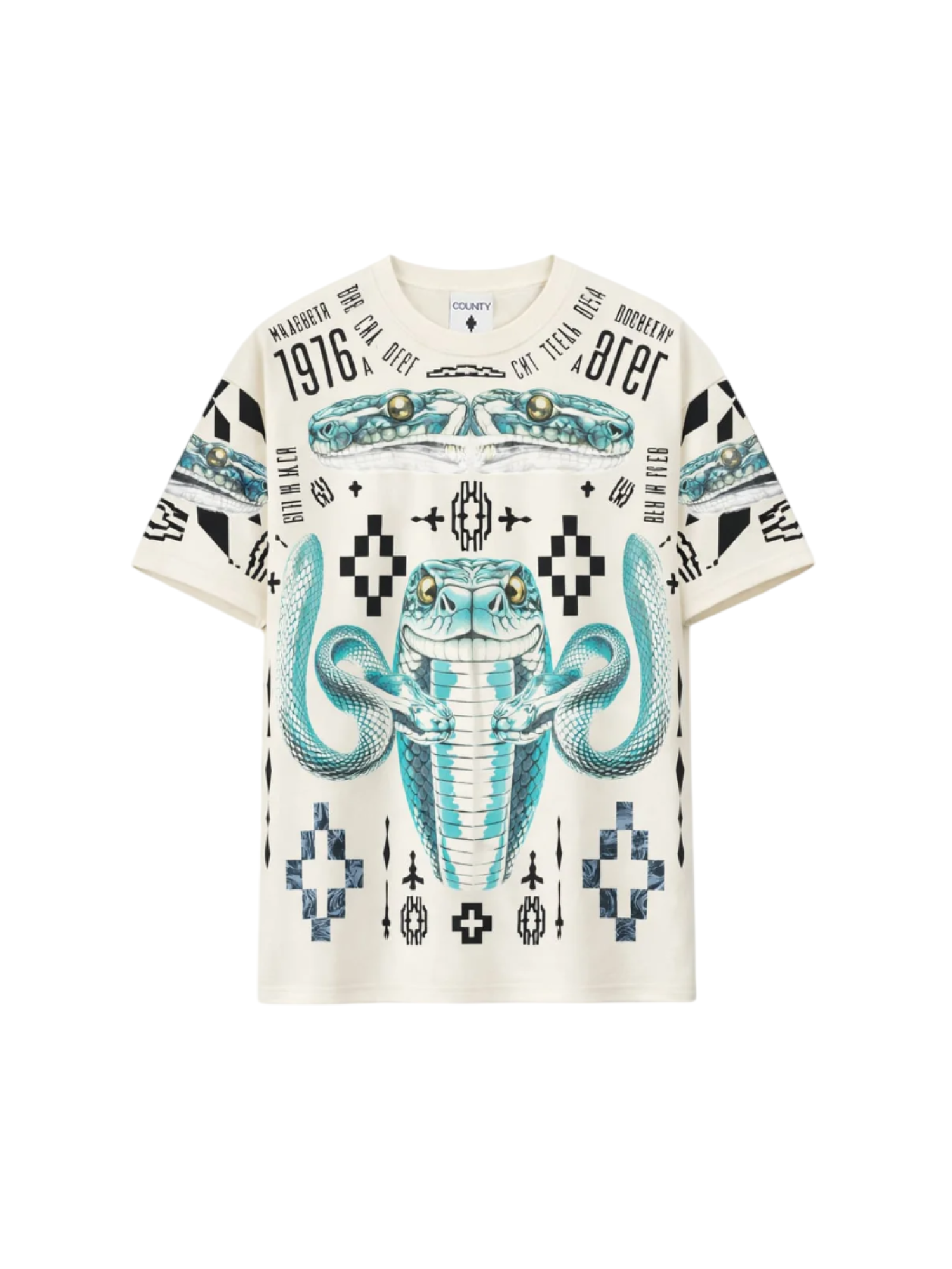 County of Milan T-shirt uomo manica corta stampe snake panna CMMATH037 412 COUNTY OF MILAN 