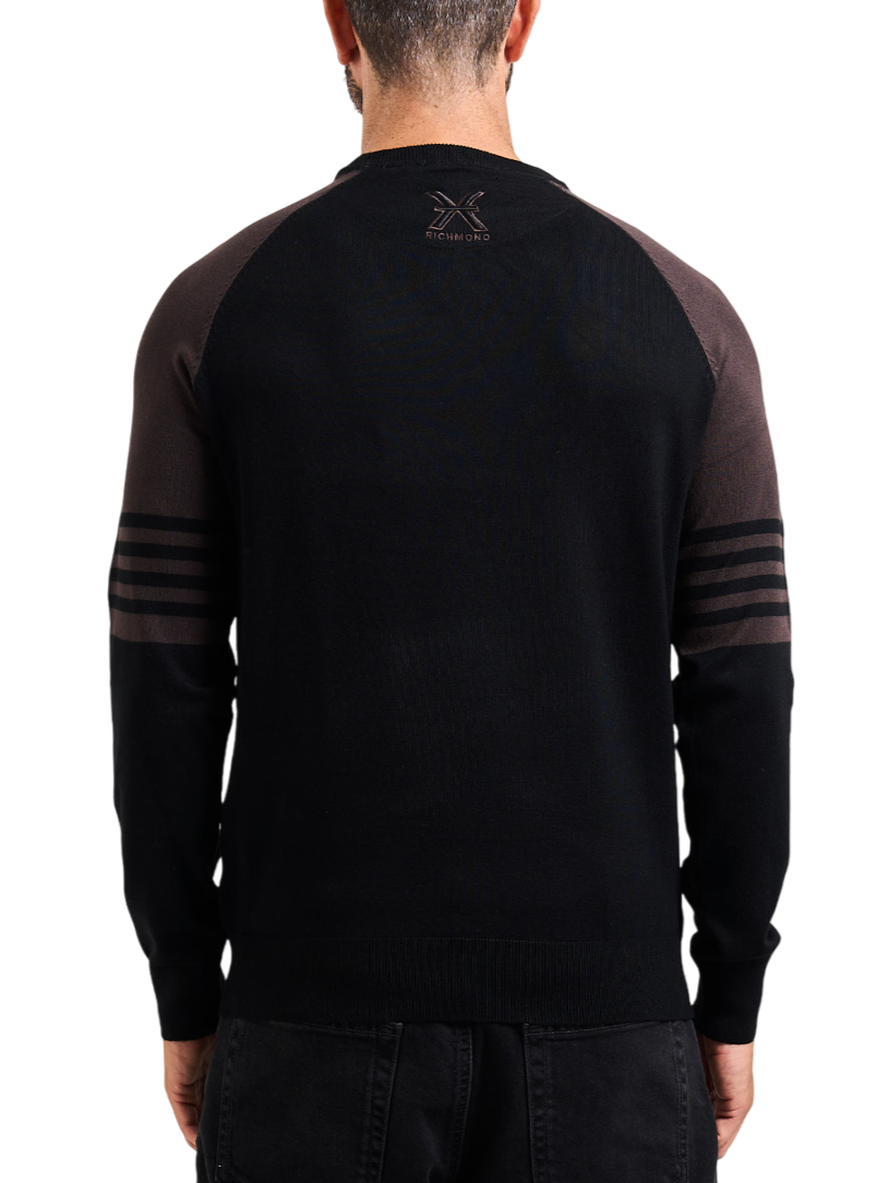John Richmond maglia uomo colorblock nero grigio UMA25055MA BLACK-MULC John RICHMOND 