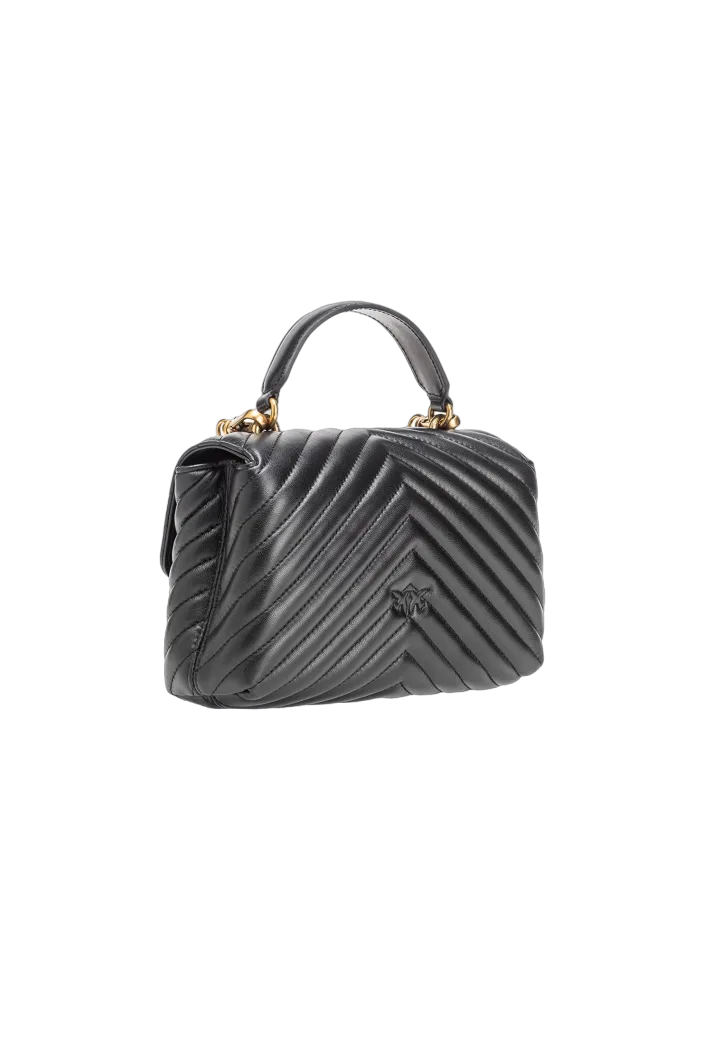 Pinko borsa Love Bag Lady Puff Mini in pelle chevron nero oro 100044-A0GK Z99Q PINKO 
