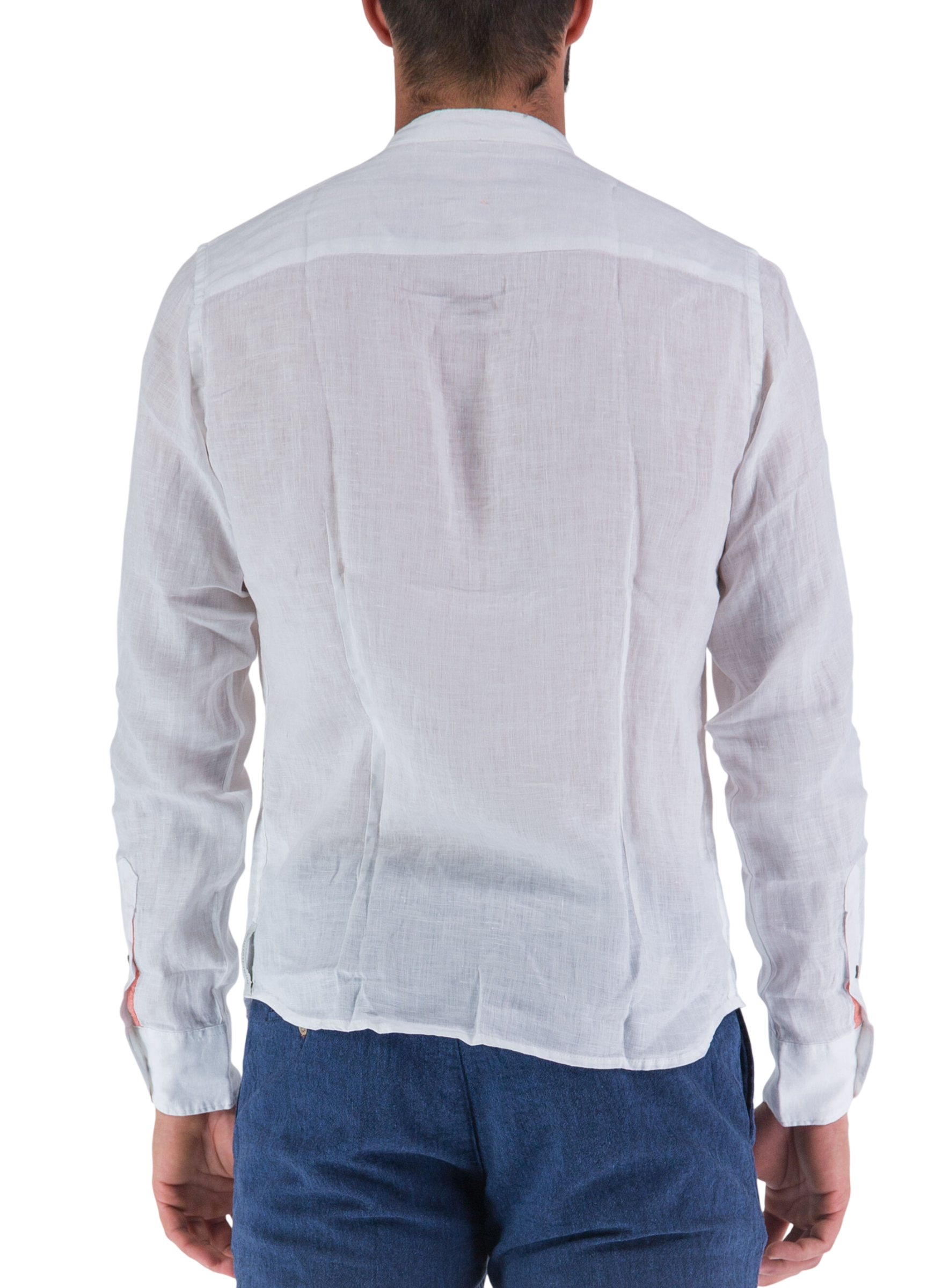 Yes Zee camicia alla coreana in lino manica lunga panna C512-UP00 0107 YES-ZEE 