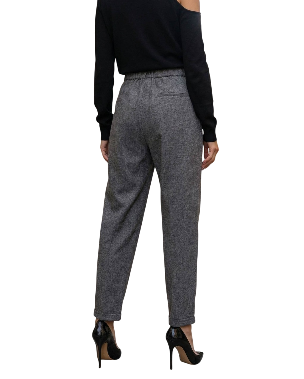 Vicolo pantaloni misto lana gamba dritta grigio TF2146 NERO-BIANCO VICOLO 