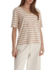 Liu Jo T-shirt manica corta a righe con strass panna beige