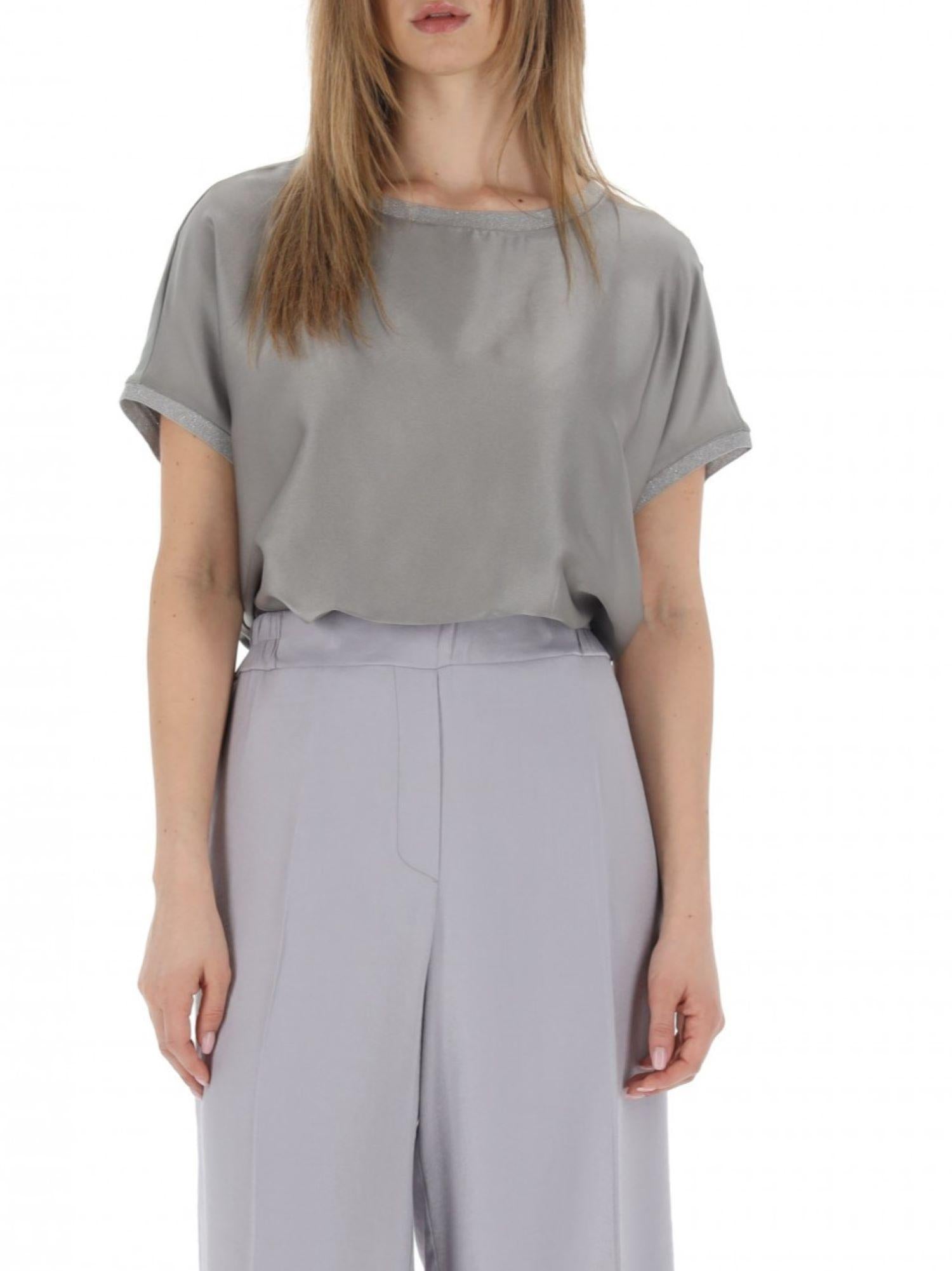 Lola by Sandro Ferrone blusa satin con dettagli lurex grigio L7XBEMACRO PERLA Lola BY S.FERRONE 