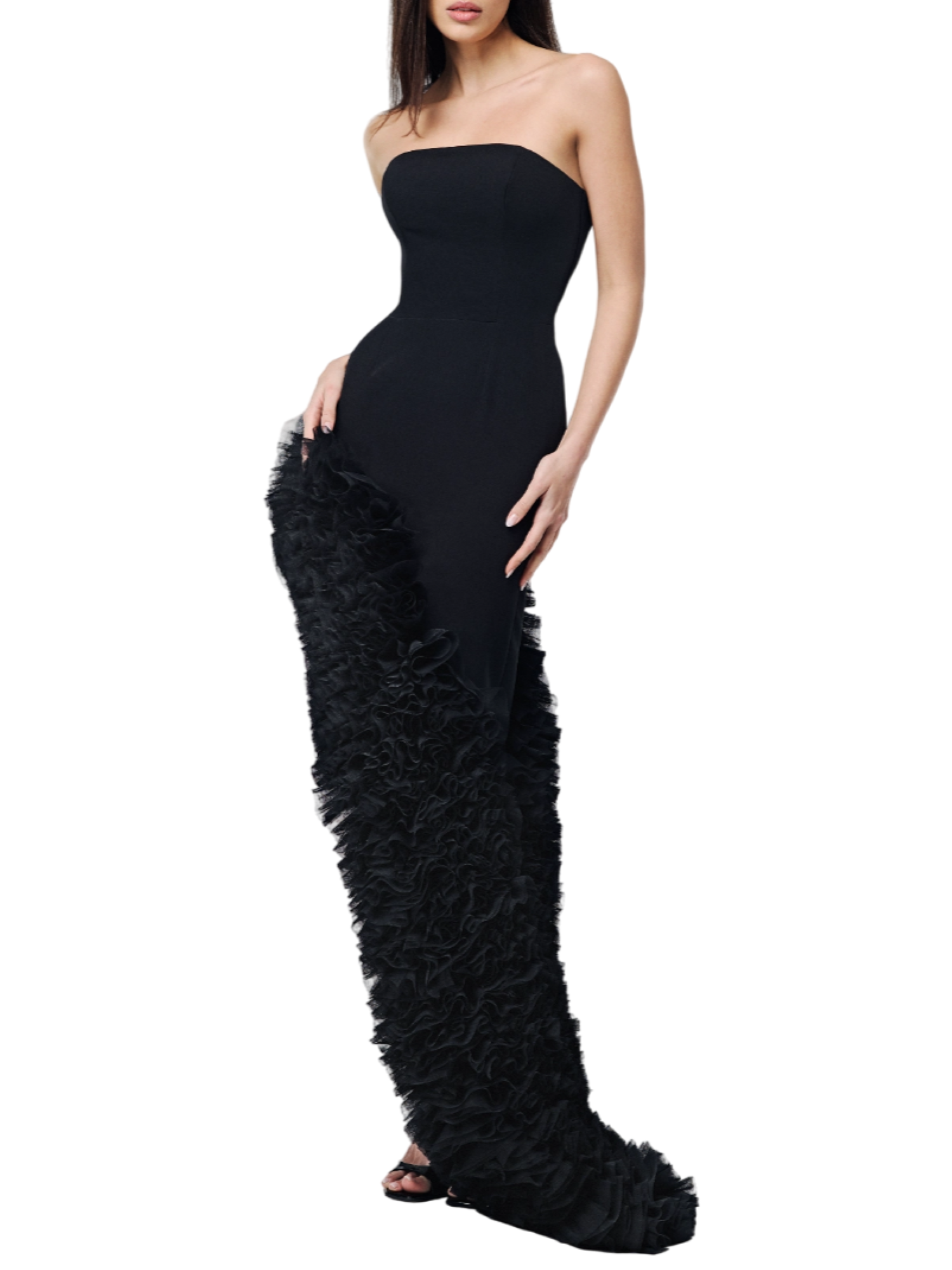 Alessandro Legora abito elegante lungo con rouches nero AT104-13 NERO A.LEGORA 