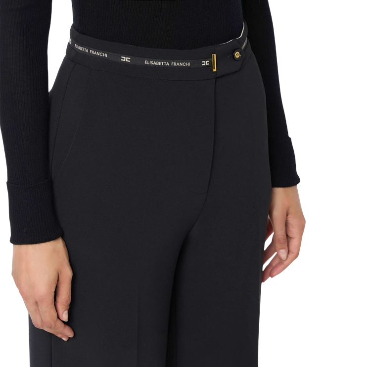 Elisabetta Franchi pantaloni palazzo in crepe nero PA10356E2 110 ELISABETTA FRANCHI 