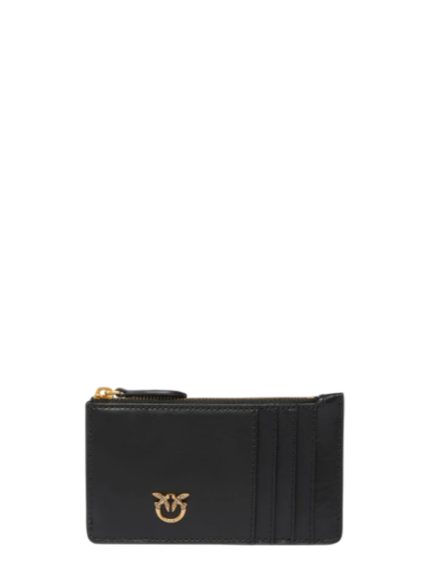 Pinko portacarte Airone in pelle con logo nero oro 100251-A0F1 Z99Q PINKO 