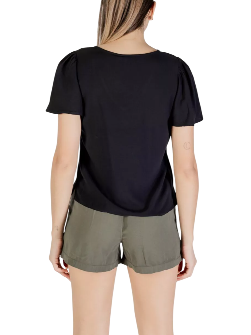 Vero Moda blusa scollo a V manica corta nero 10307987 BLACK VERO MODA 