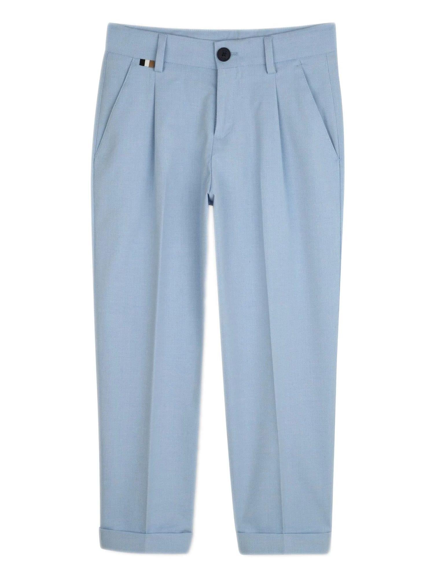 Boss pantaloni gamba slim con pinces celeste J51981 BLU PERSIANO BOSS 