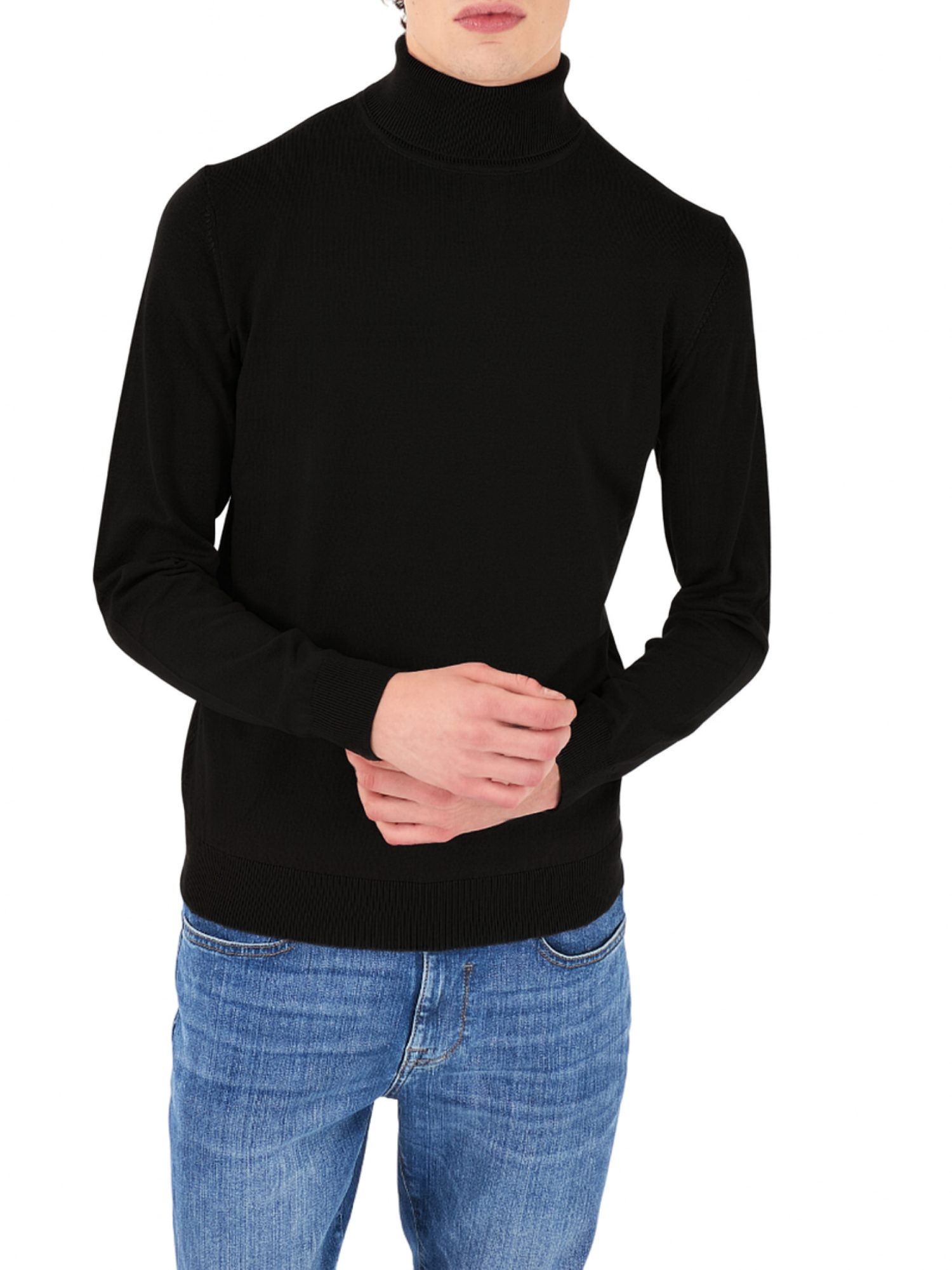 Yes Zee maglia dolcevita uomo misto lana nero M800-HL00 0801 YES-ZEE 