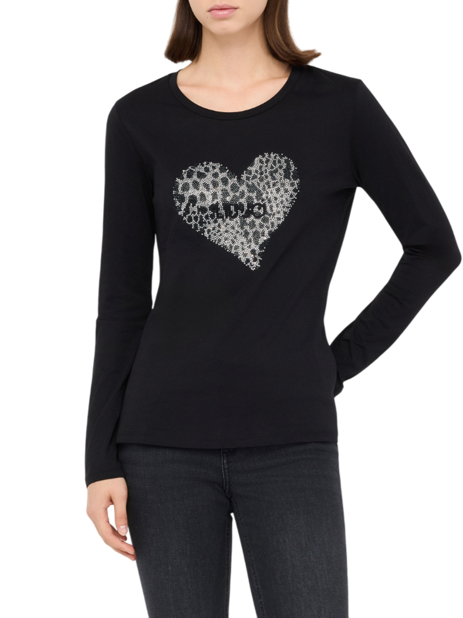 Liu Jo T-shirt manica lunga con strass nero UF5282JS923 M9938 LIU JO 