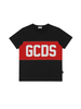 GCDS T-shirt bambino con banda logo nero rosso