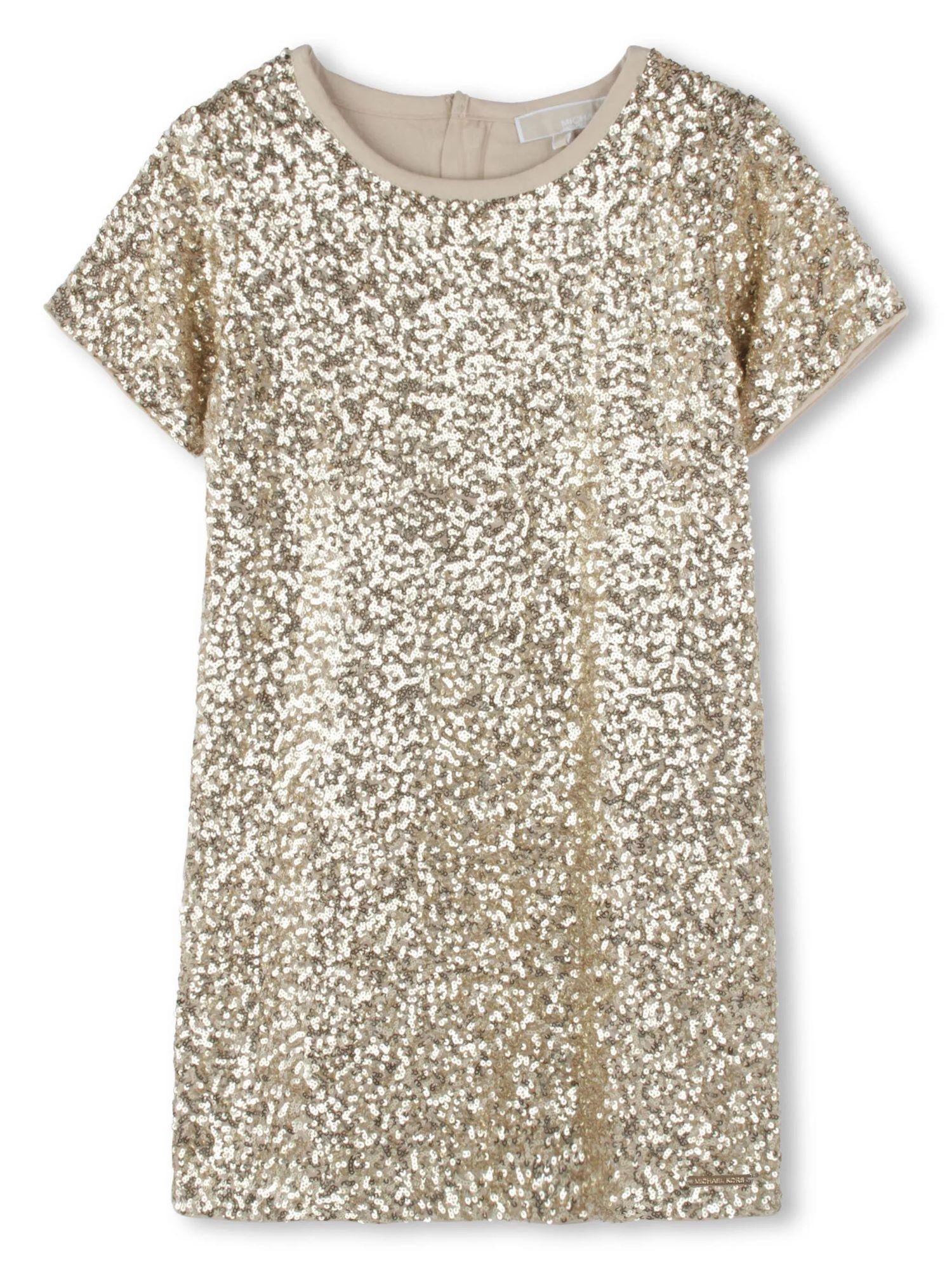 Michael Kors abito maniche corte con paillettes all over oro R30294 ORO CHIARO MICHAEL KORS 
