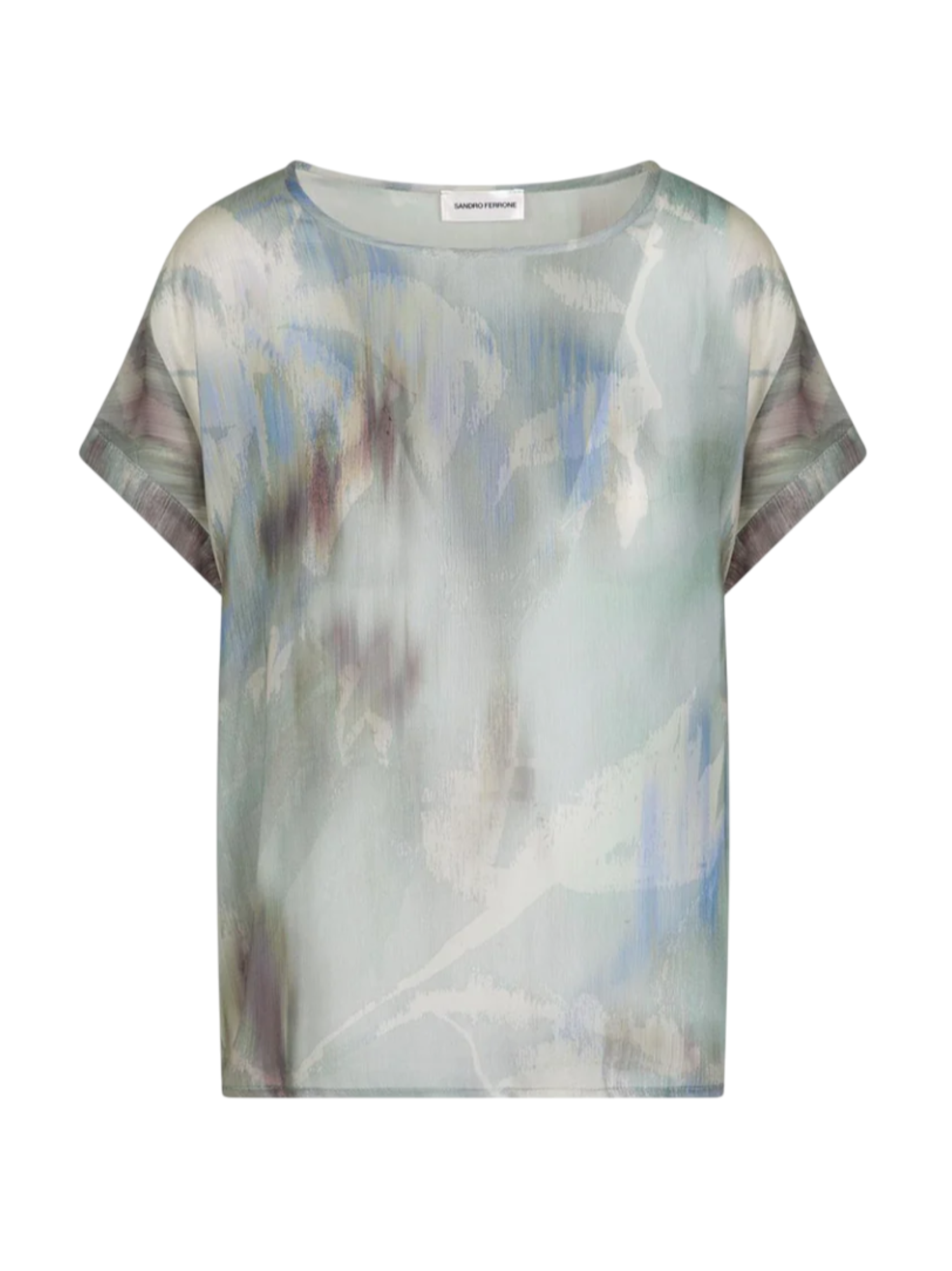 Sandro Ferrone blusa in viscosa con stampa multicolor verde S22XBELEMANS ARGILLA Sandro FERRONE 